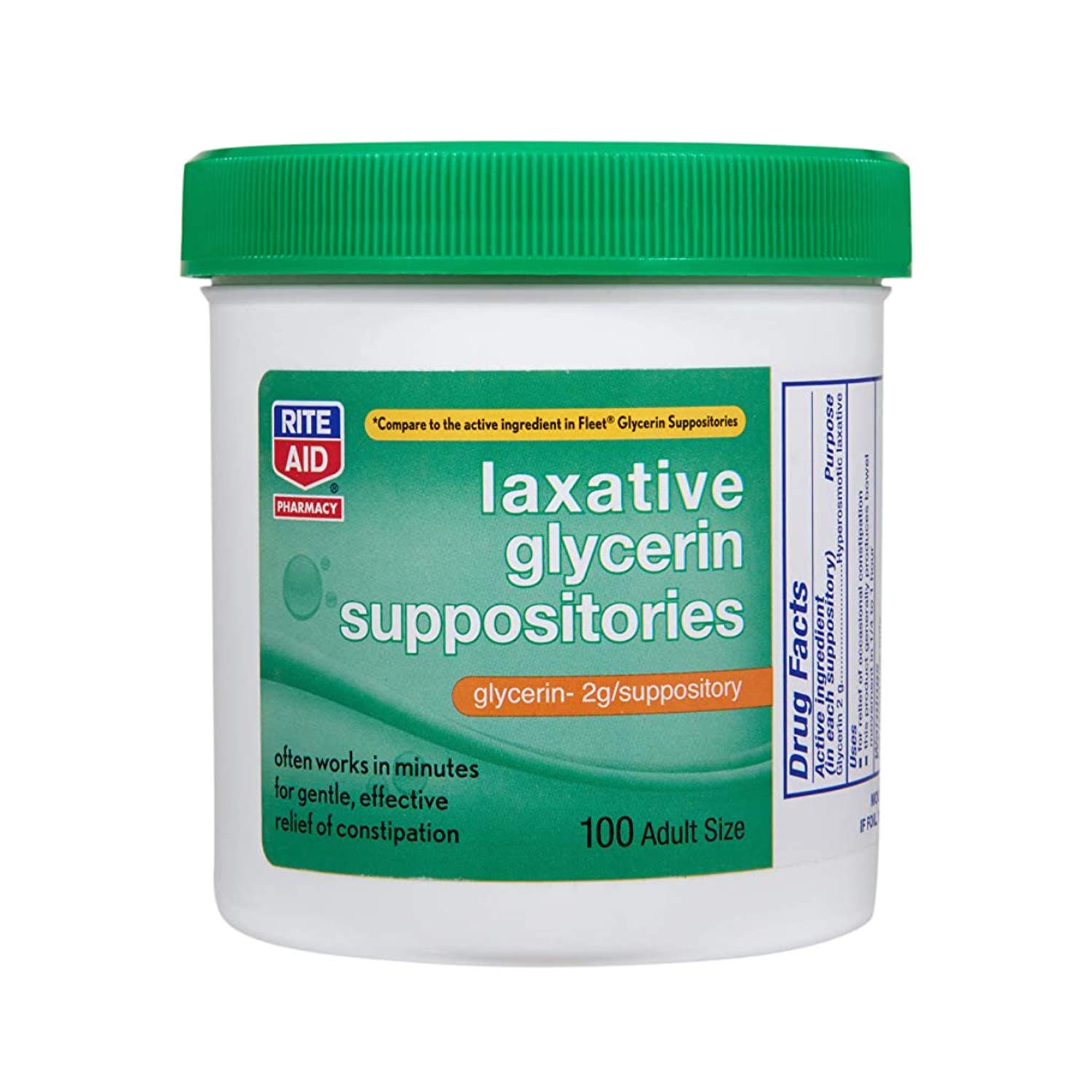 Rite Aid Laxative Glycerin Suppositories, 2 g - 100 Count Adult