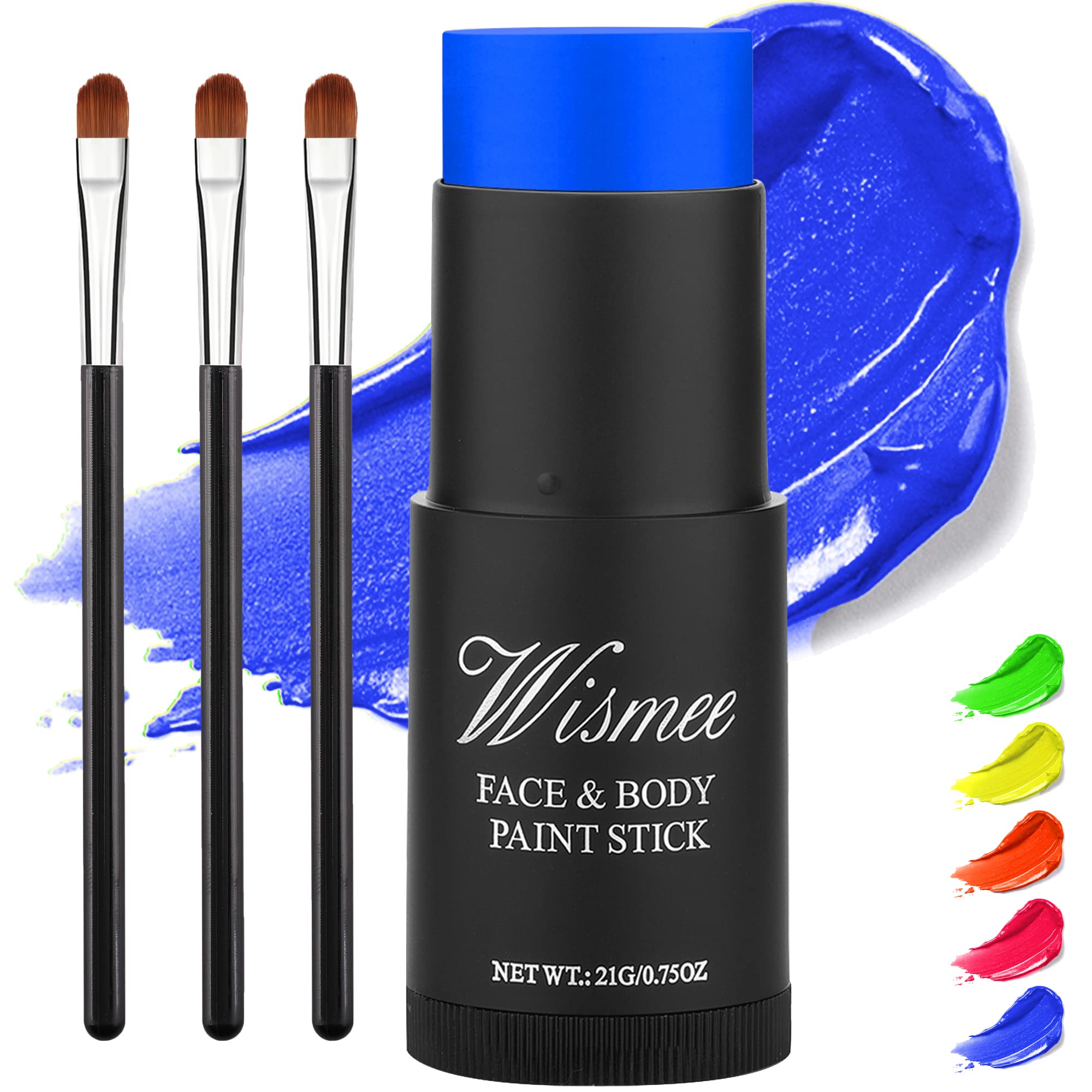 Wismee UV Neon Blue Face Paint Stick Blue Eye Black Non-Toxic Oil Based  Face Makeup Body Paint Stick High Pigmented Body Paint Stick Makeup Caryons  for Halloween Special Effect Sfx Makeup 10