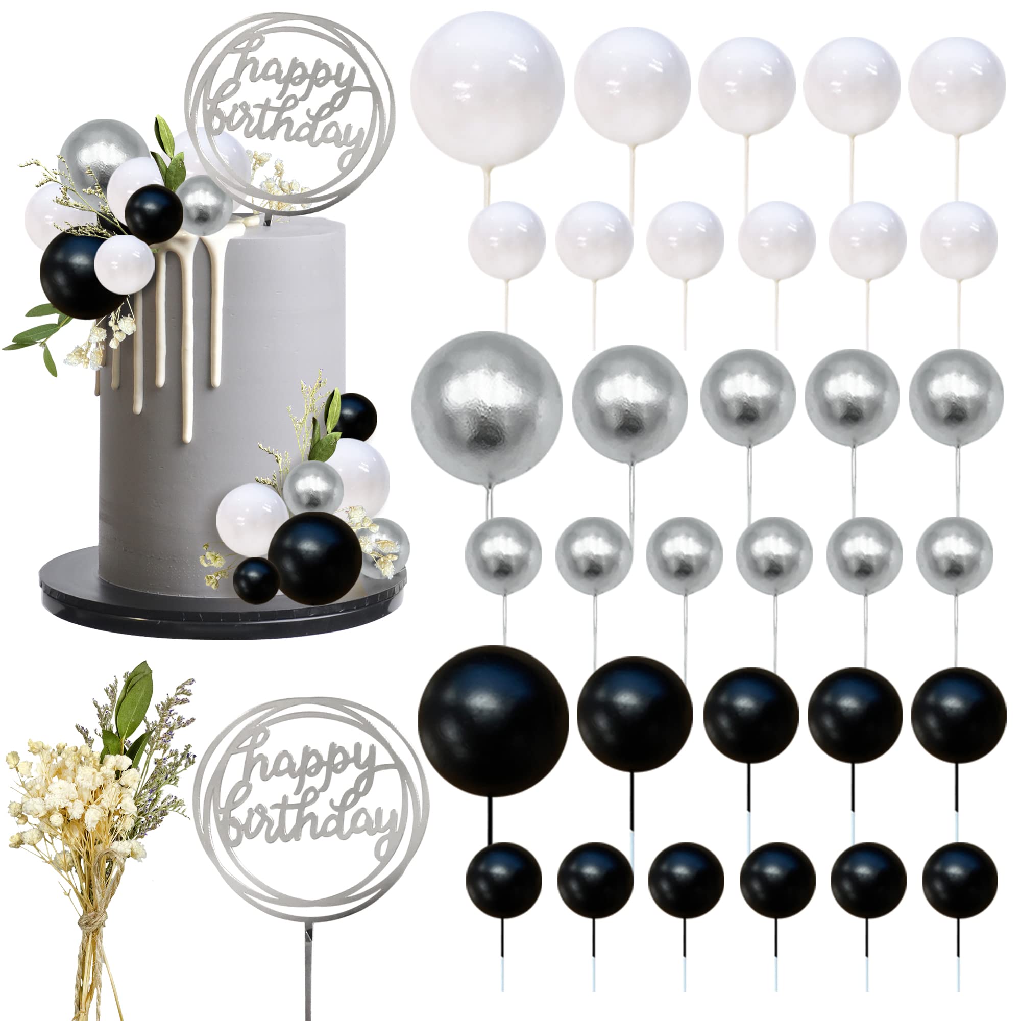 35 PCS Mini Colorful Balls Cake Topper DIY Cake Insert Topper ...