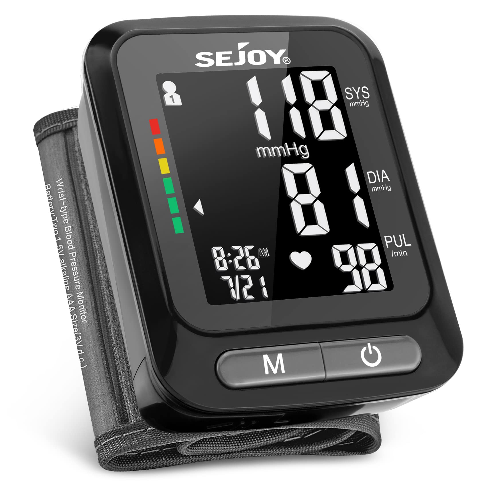 Blood Pressure Monitor, Professional Wireless Automatic Wrist Blood Pressure Cuffs Health Monitors, Portable BP Heart Rate Monitor with LCD Backlit