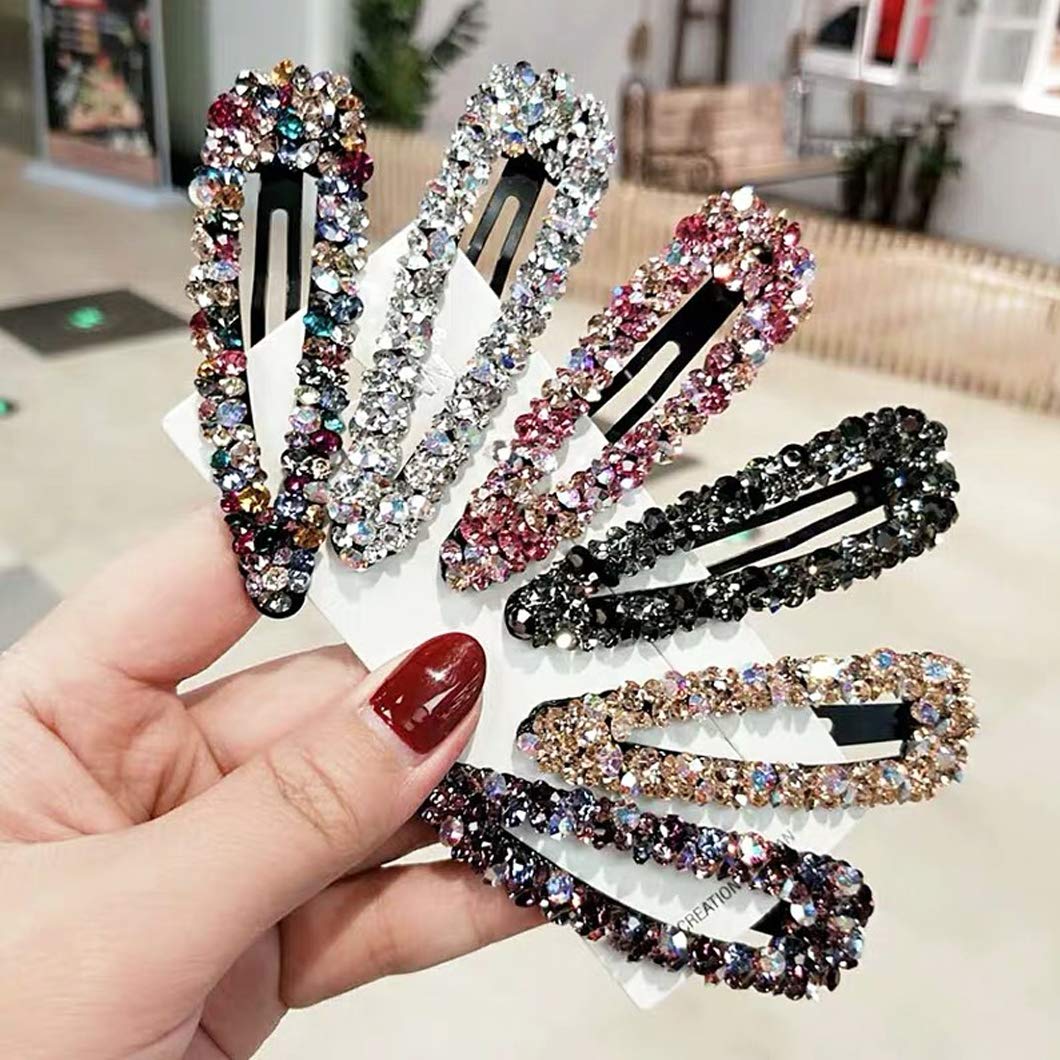 Sparkly AB Crystal Hair Clips Fashion Large Hair Barrettes Wedding  Decorative Bling Czech Diamond Hairpins Handmade Rhinestone Snap Clips Hair  Accessories for Women Girls (6 Colors / 6 Pcs) Drop Shape