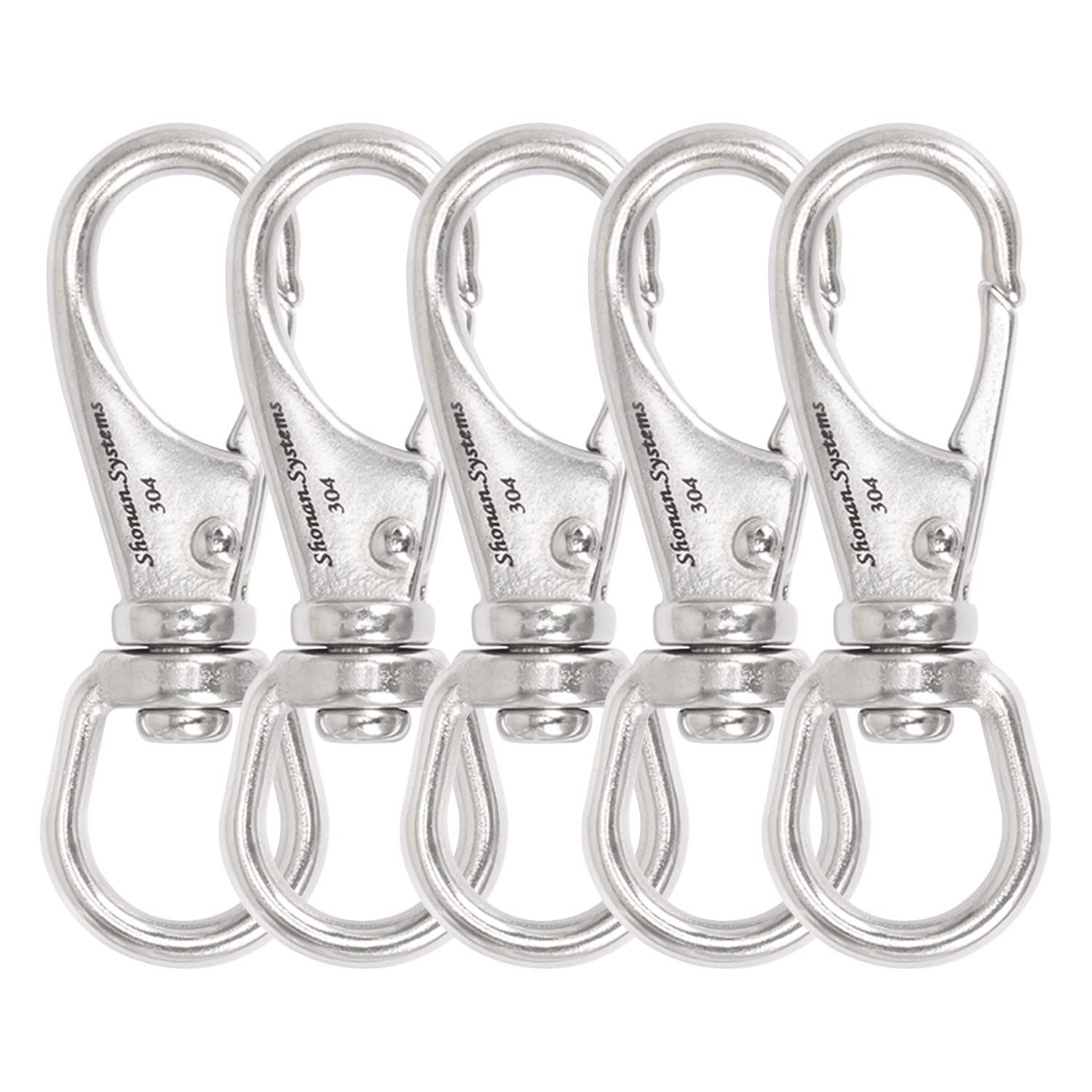 SHONAN 2.7 Inch Swivel Snap Hooks, 5 Pack Small Stainless Steel Spring  Clips, Flag Pole Clips, Scuba Diving Clips Spring Hooks for Dog leashes,  Keychains, Bird Feeders, Pet Chains and More