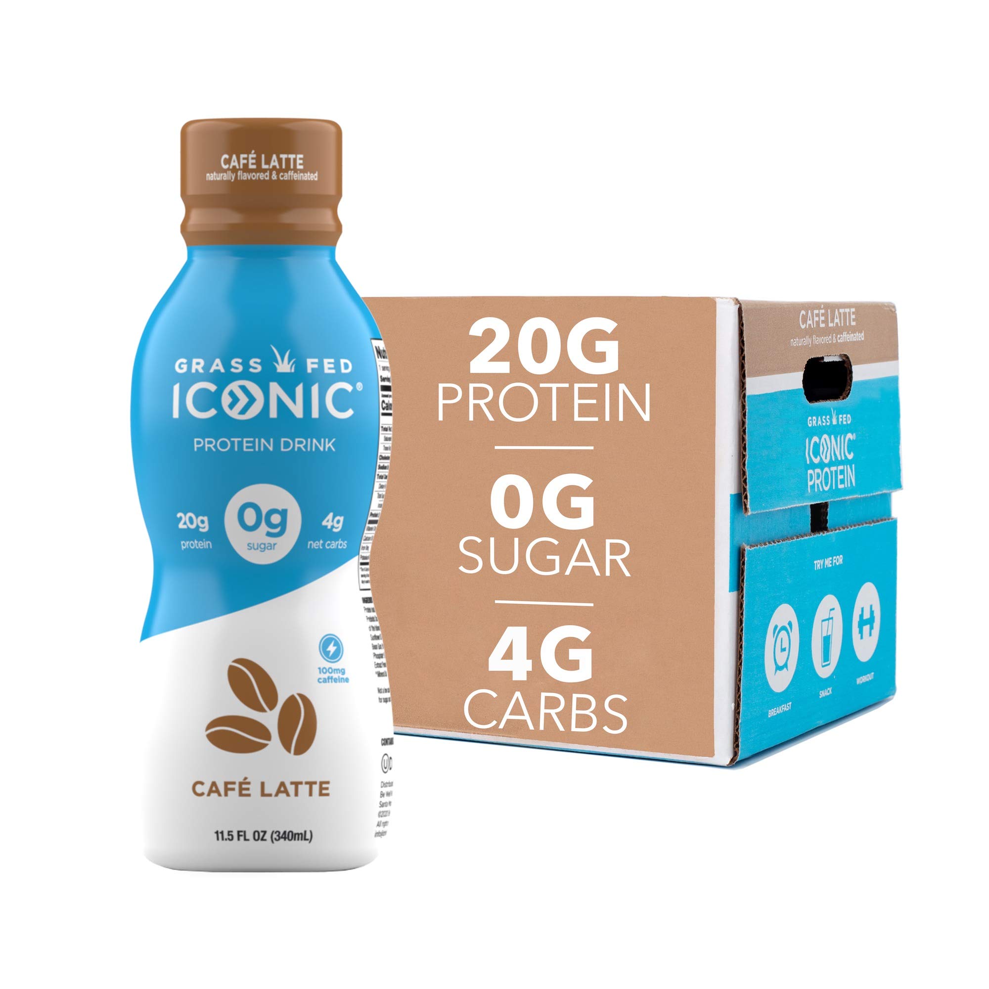 ICONIC Protein Drinks, Vanilla Bean (4 Pack) - Sugar Free & Low Carb - 20g  Grass Fed Protein - Lactose Free, Gluten Free, Keto Protein Shakes