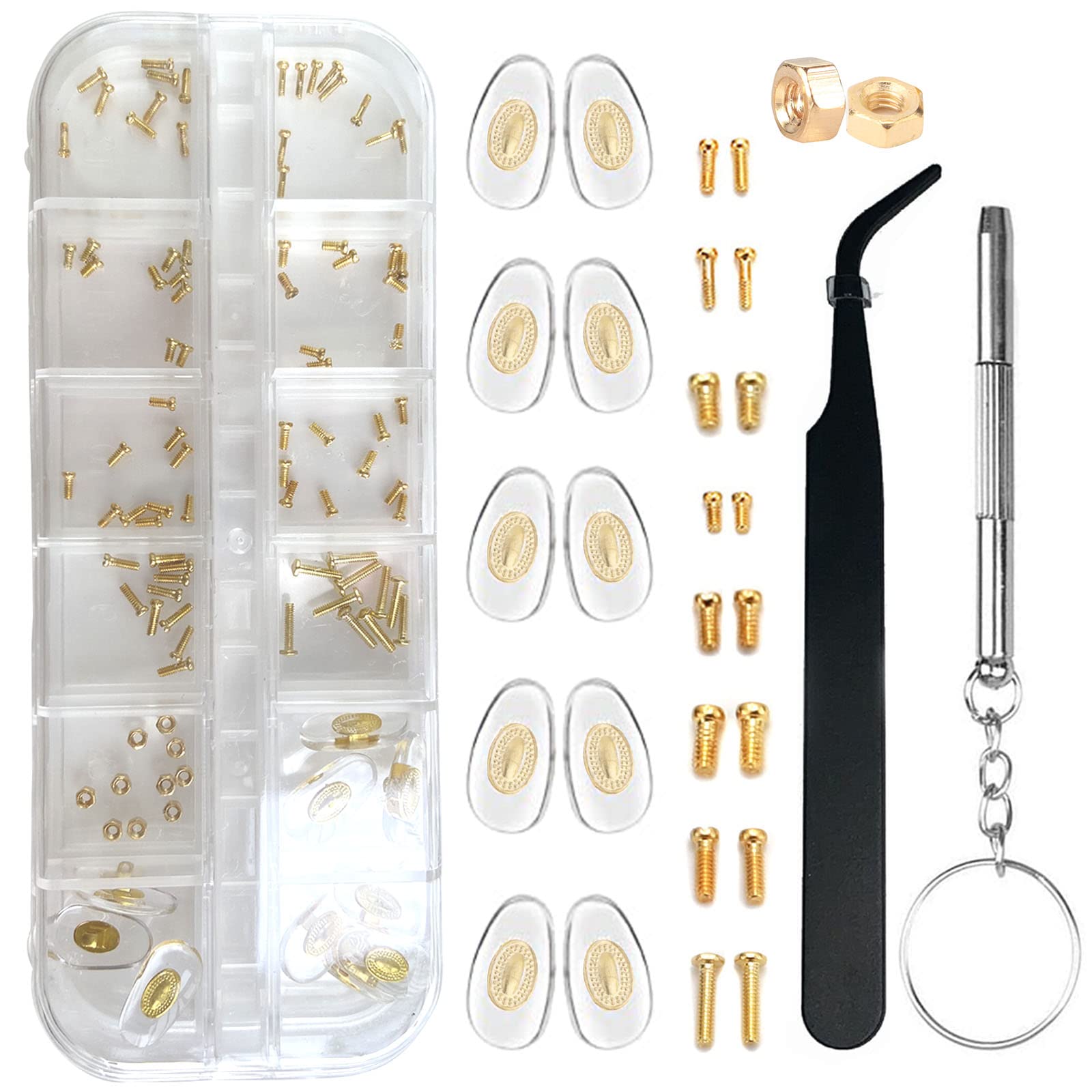 Eyeglass Repair Kit, Eyewear Nose Pads Set And Screws With Screwdrivers For Glasses, Eyeglasses