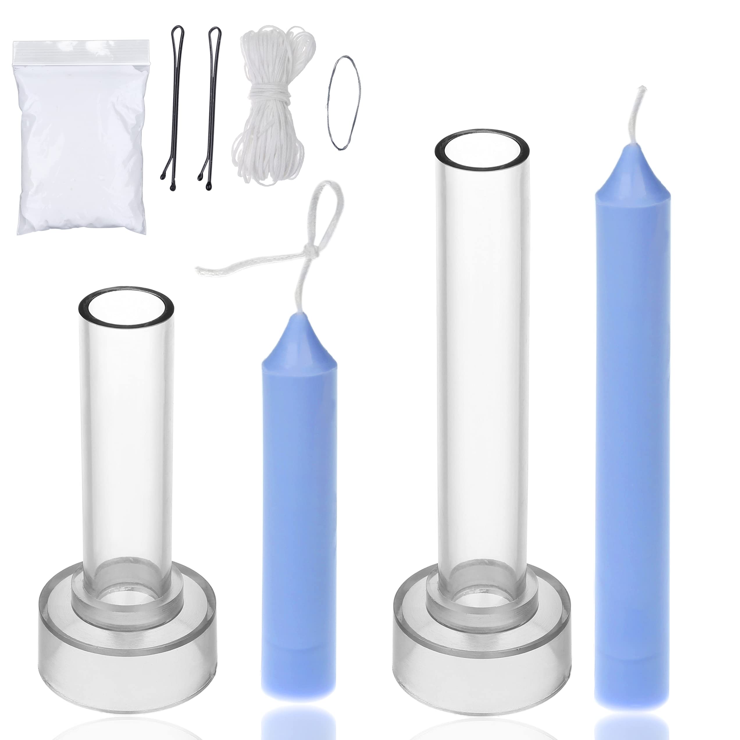 Taper Candle Mold Set-2PC Pillar Candle Molds -Perfect for Making Emergency  Candles, Chime Candles, Table Candles-30 Ft. of Wick , A Mold Sealer and 2  Candle Wick Clips Included as a Gift.