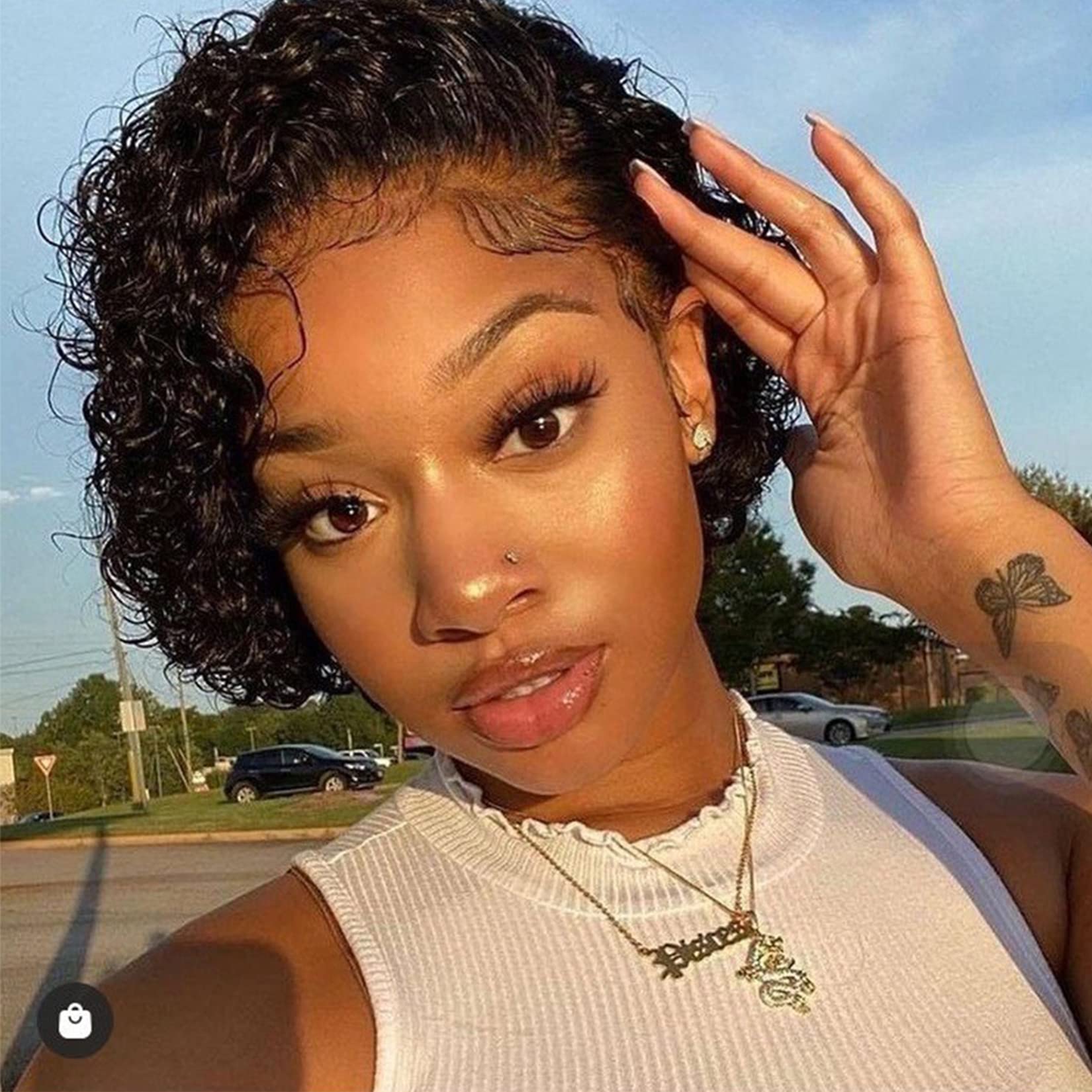 Short Curly Lace Front Wigs 13x1 Lace Frontal Wigs Human Hair Pixie Cut  Curly Lace Wigs