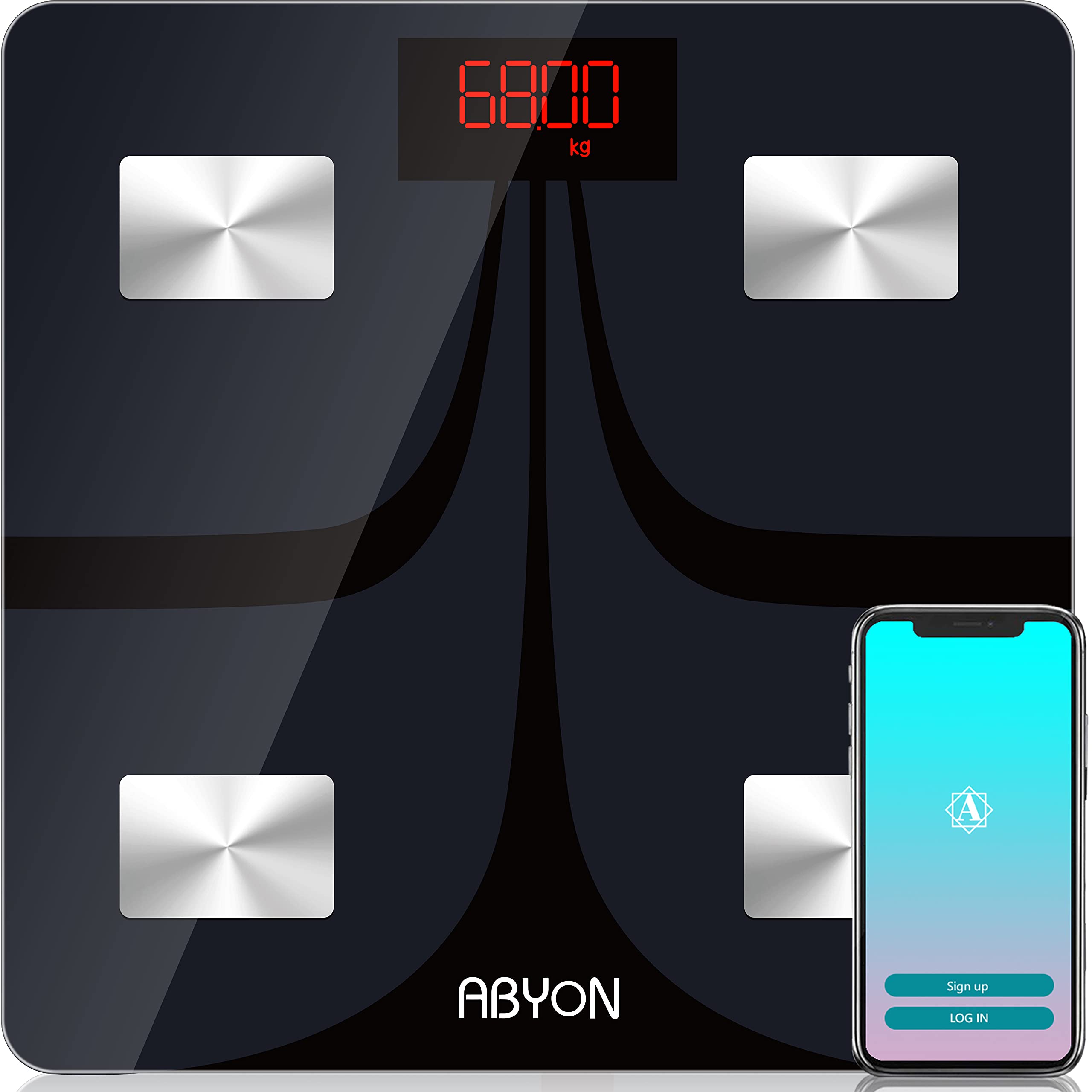 ABYON Bluetooth Smart Bathroom Scale for Body Weight Digital Body Fat Scale,Auto  Monitor Body Weight