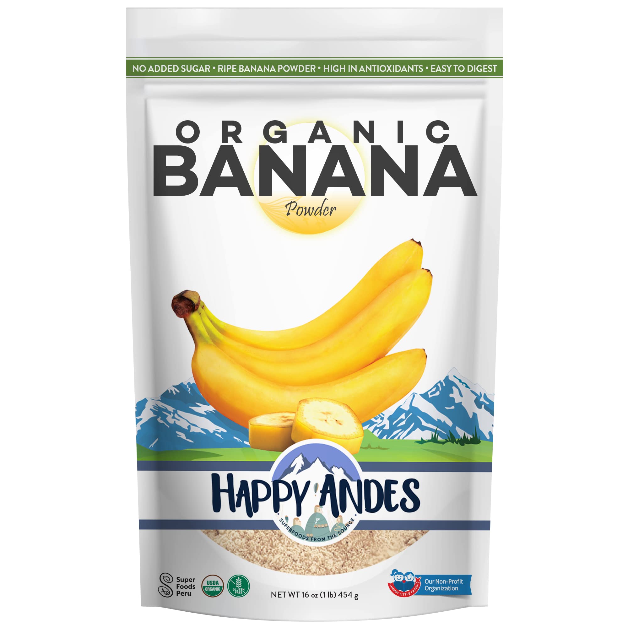 Happy Andes Organic Banana Powder 1lb -Non-GMO, Fresh Pure Raw Powdered  Fruit for Cooking & Baking, sweet taste,USDA Organic, Gluten Free,  Smoothies and Baked Goods