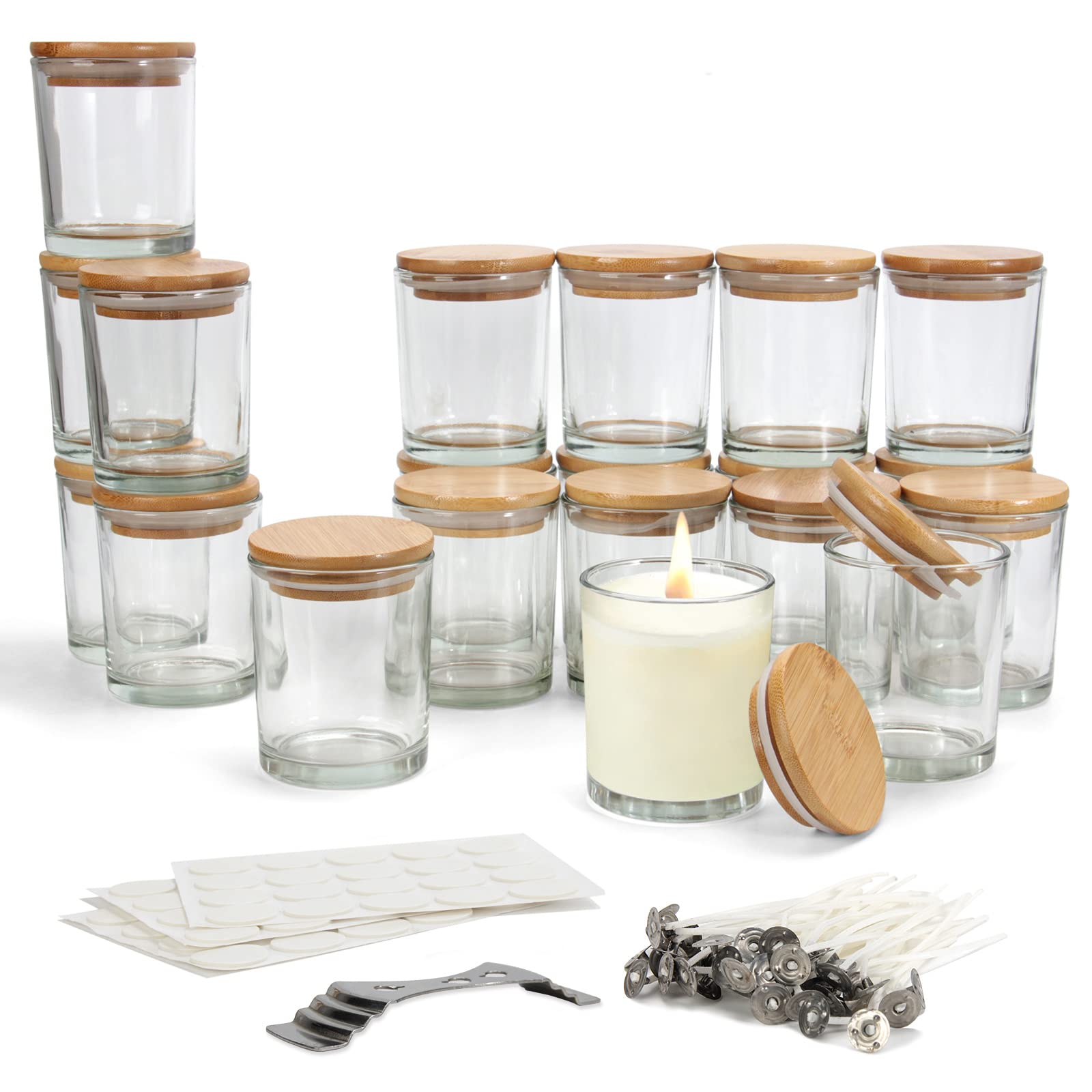 Daofary 20 Pack Candle Jars for Making Candles 6 OZ Glass Candle Jars with  Lid Clear Empty Candle Jars with Candle Wicks Wicks Stickers and Metal  Centering Devices