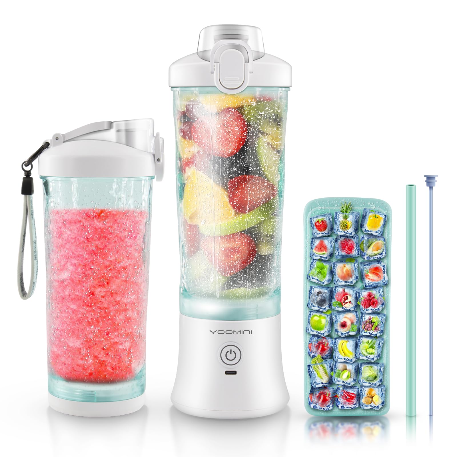 Portable Blender Personal Blender for Shakes and Smoothies - USB  Rechargeable 20oz Mini Blender with 6 Blades
