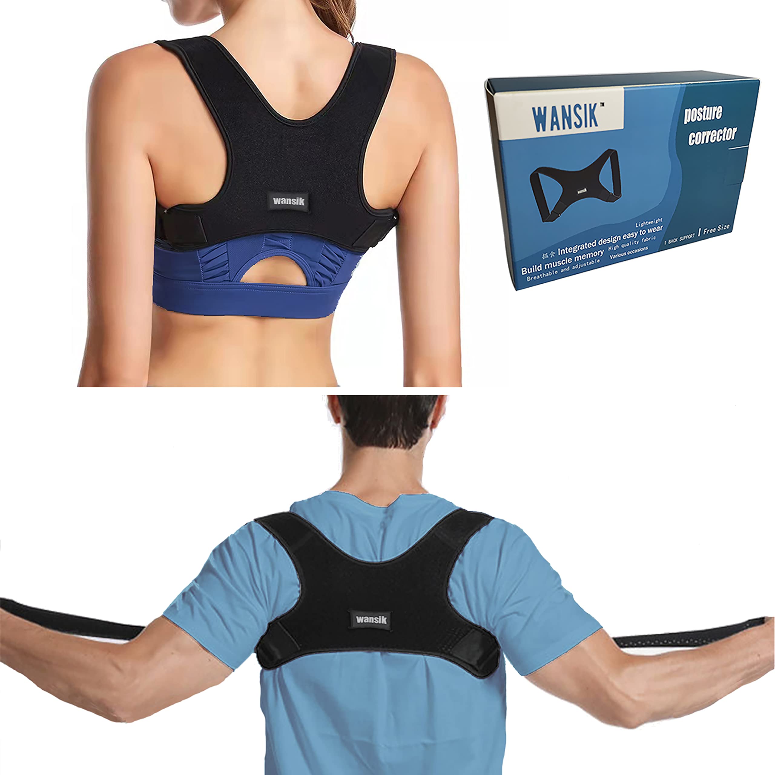 WANSIK Posture Corrector for Women and Men - Plus Size posture brace  Adjustable Upper Back Brace Breathable Back Support straightener Providing  Pain Relief from Lumbar Neck Shoulder Back L/XL