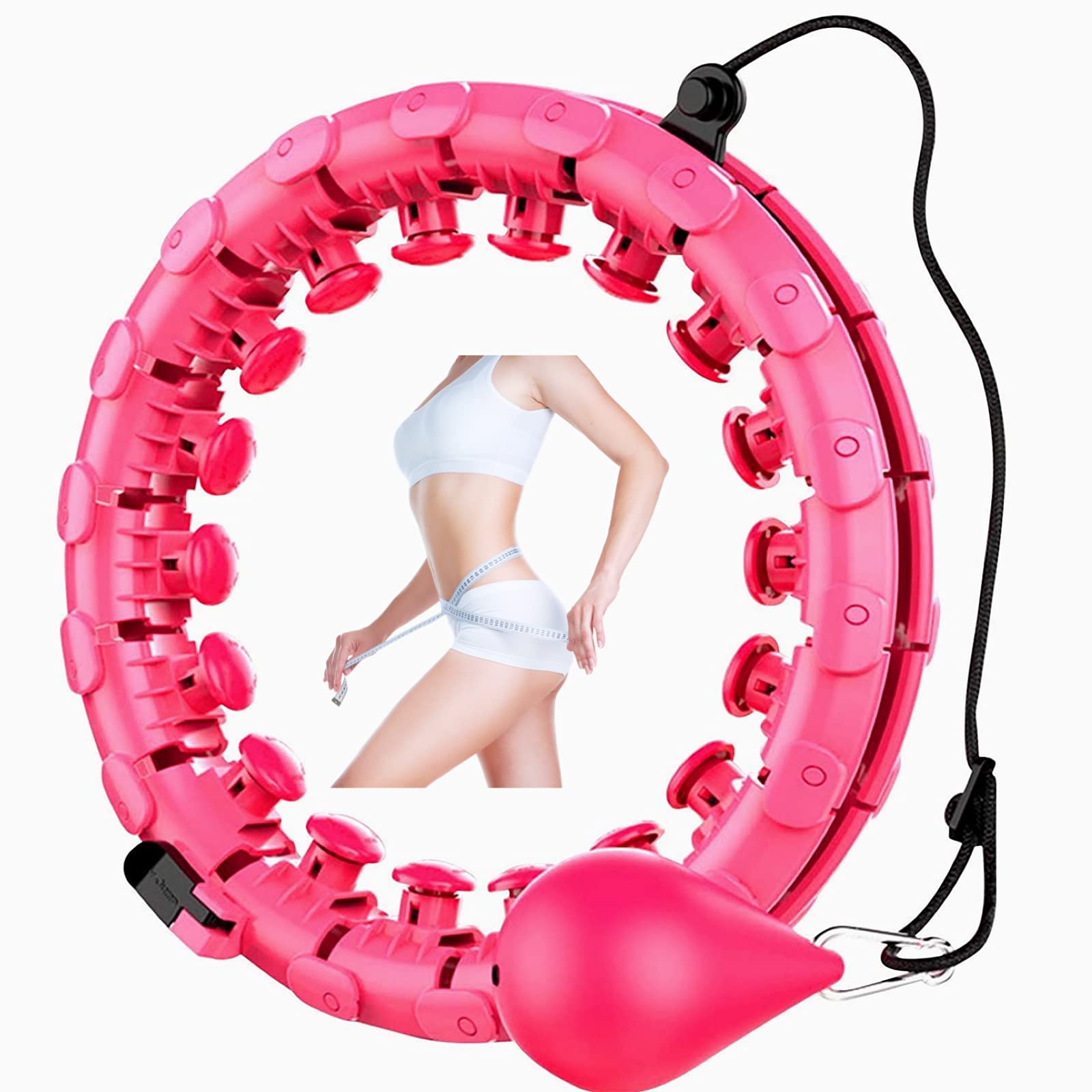 Smart Weighted Exercise Hula Circle Fitness for Adults Women Weight Loss 2  in 1 Adjustable Waist Abdomen Massage with 24 Detachable Knots Fitness  Equipment 