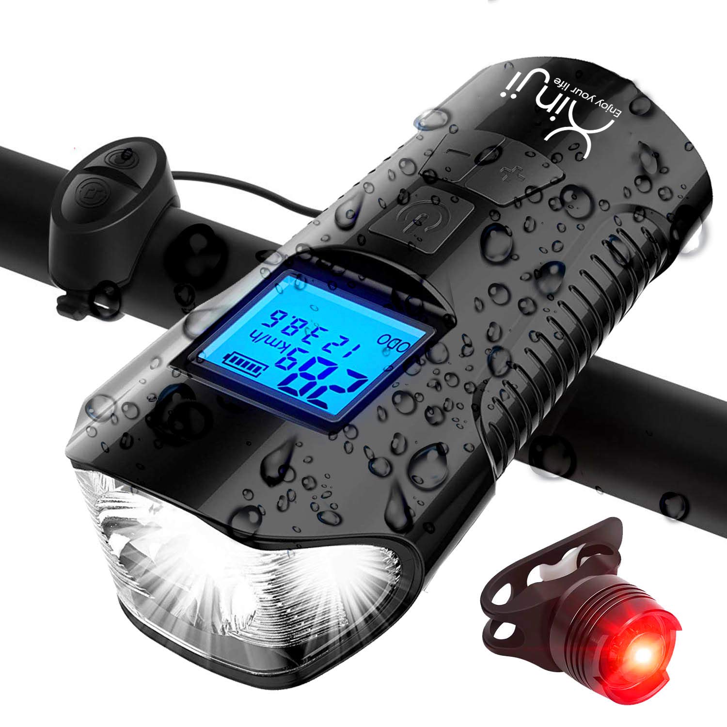 Best Bike Lights with Super Loud Bike Horn, Night Bicycle Safety  Flashlight, USB Rechargeable & Waterproof