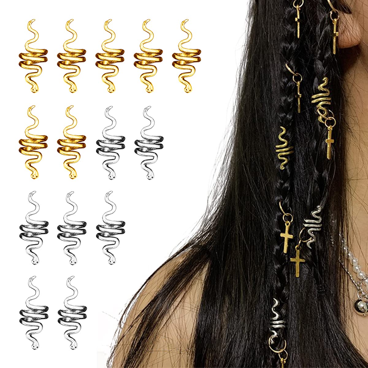 14 Pcs Snake Braids Coil Loc Hair Jewelry Hair Accessory Spiral