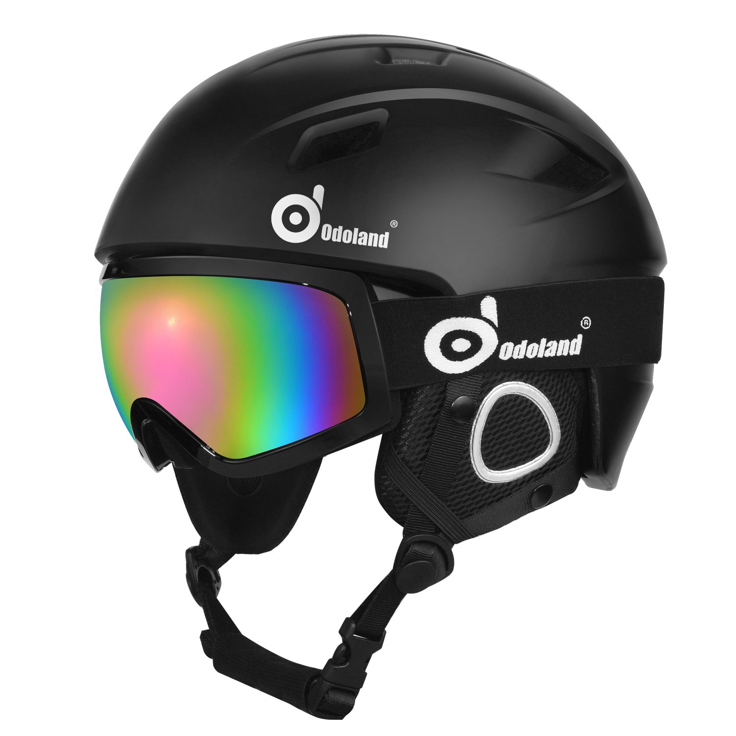 Odoland Ski Helmet with Ski Goggles, Light Weight Snowboard Helmet and  2-in-1 Visor Detachable Goggles Set, Snow Sport Helmets for Men Women