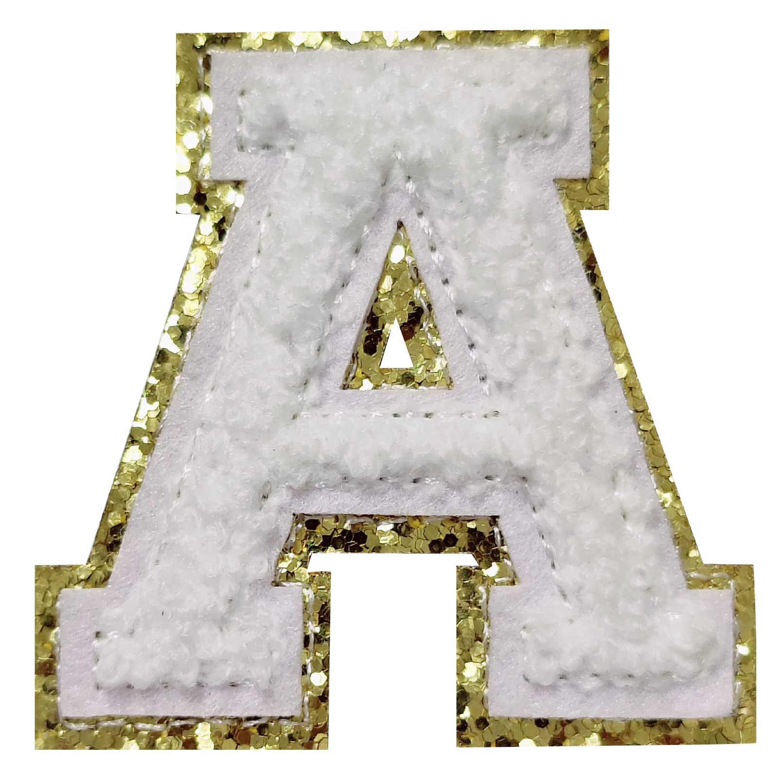 26 Letter Set of Yellow Iron On Varsity Letter Patches -Full Alphabet —