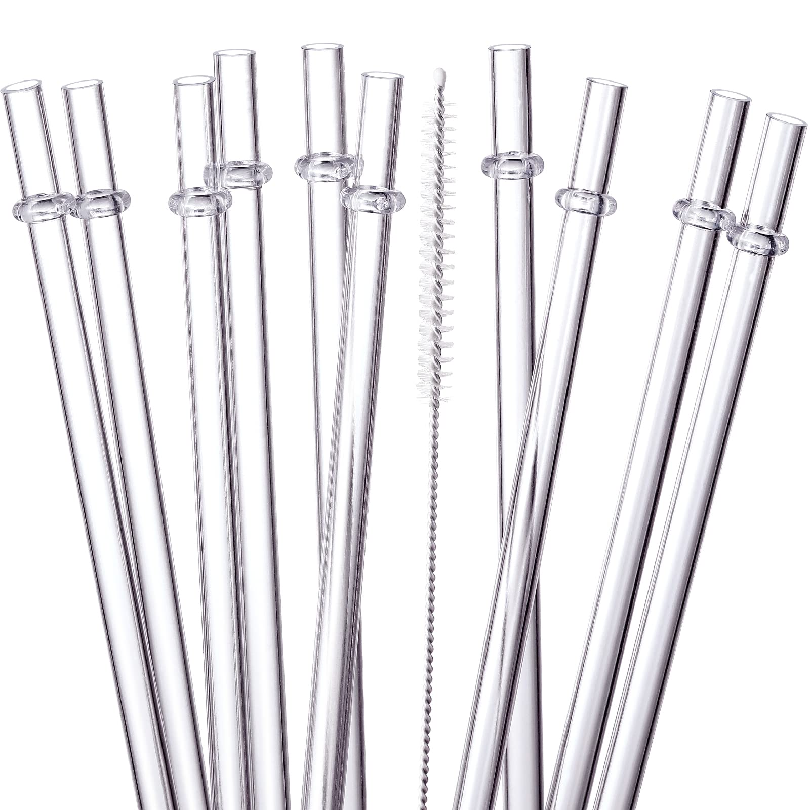 Reusable Straws Glass Straw, 4Pcs Straw with Cleaning Brush