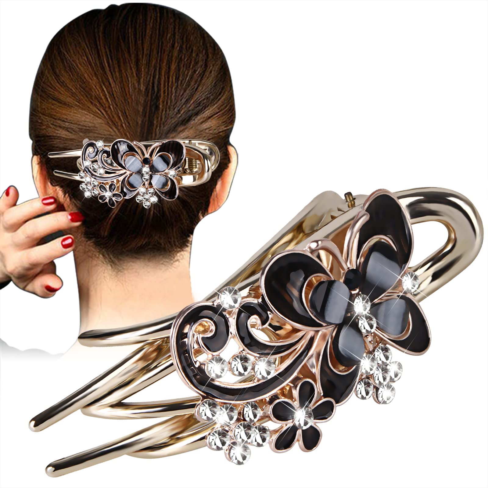 CROWN GUIDE Alligator Hair Clips for Styling Hair Claw Clips for Thick Long  Hair Styling Hair Clips with Rhinestone Flower Butterfly Hair Barrettes for  Women Fine Hair Decorative Hair Accessories for Women