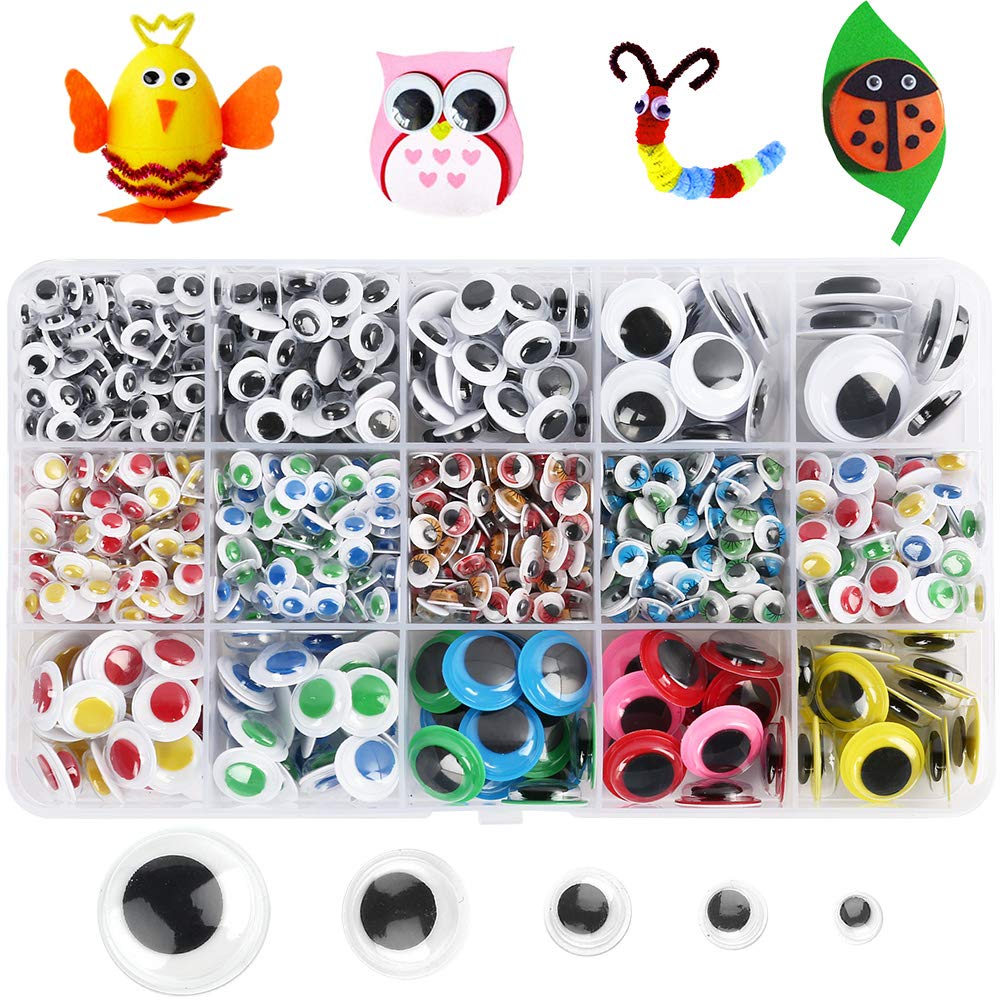 LotFancy Wiggle Googly Eyes for Crafts, 1100PCS Self-Adhesive Multi Colored  Assorted Sizes(6mm, 8mm, 10mm, 12mm, 15mm, 20mm), Google Eyes Stickers for  DIY, Toy Accessories, Art Crafts, Decoration