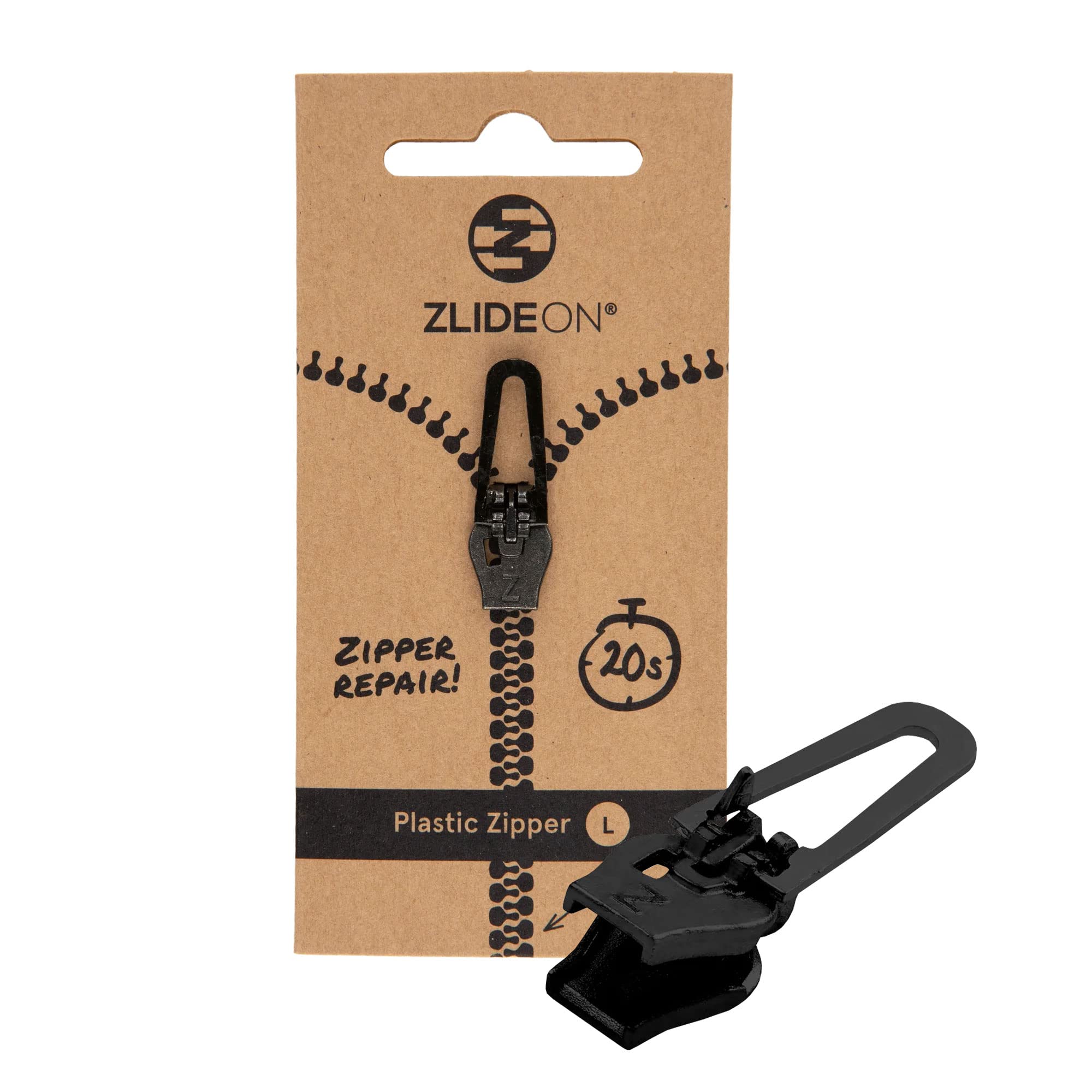 ZlideOn Zipper Pull Replacement - Black Normal (L) - 5B - Instant