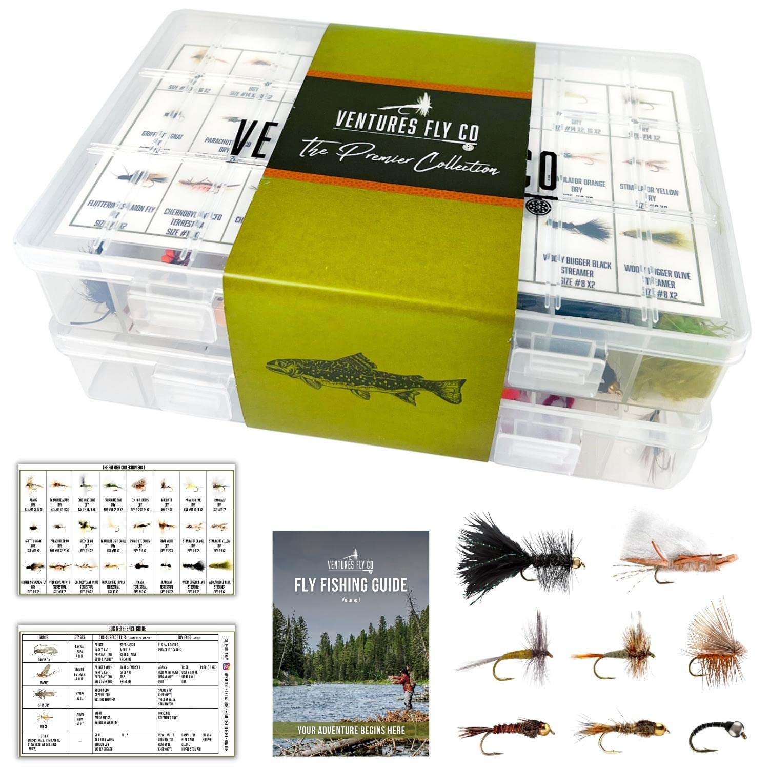 Dry Wet Nymph Fly Fishing Flies Collection With Box Trout Buggs