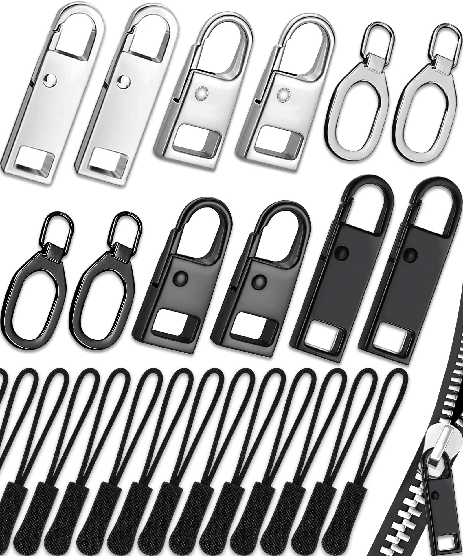 Zipper Pull Zipper Pull Replacement (32 Pack) Universal Replacement Zipper  Pull Kit Durable Zipper Tab Replacement