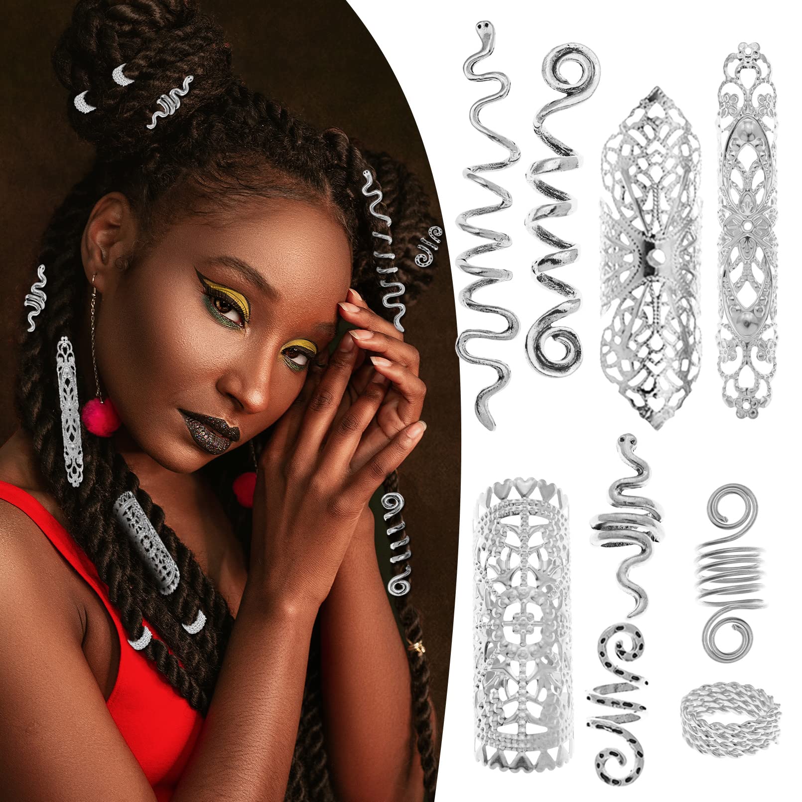 cosplay silver hair jewelry for dreadlocks