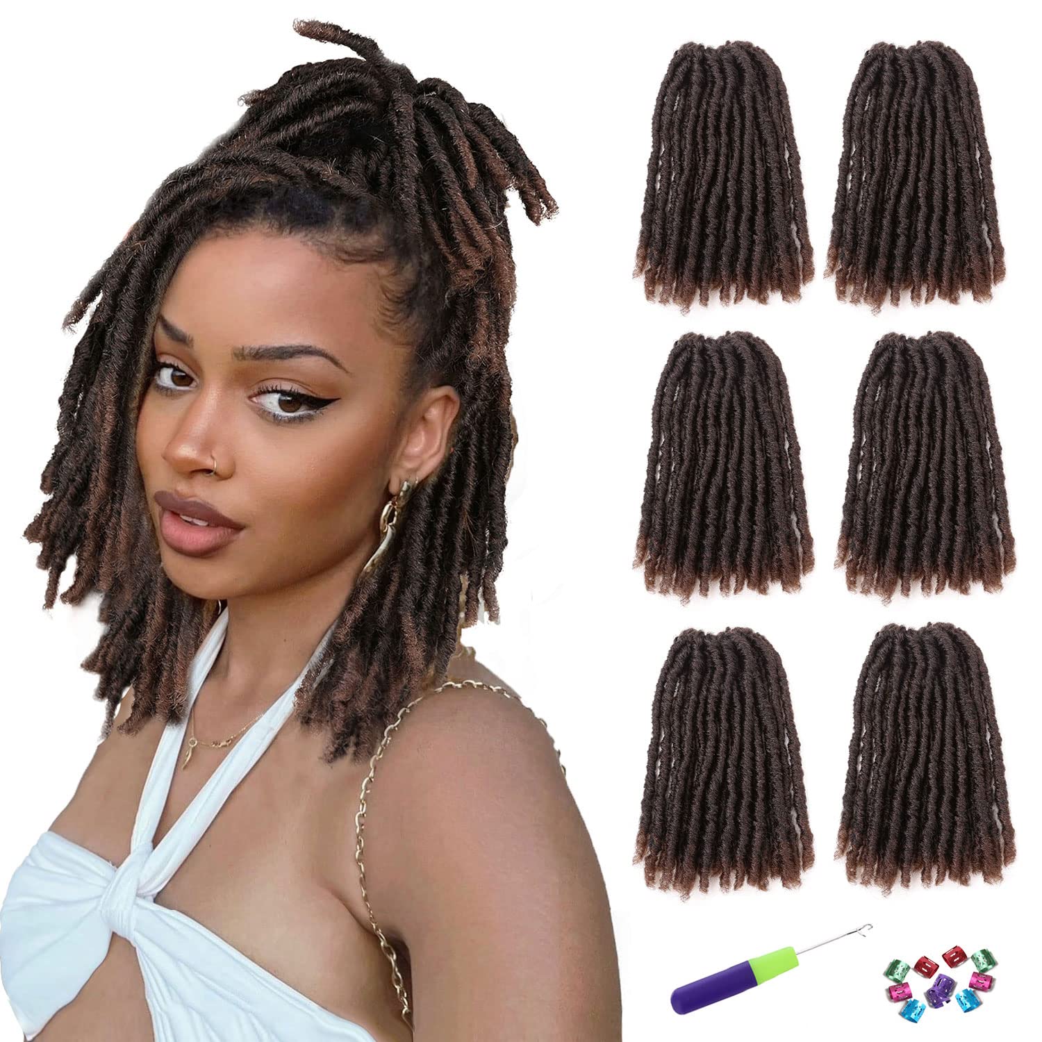 WIGNEE Crochet Hair 120 Strands Faux Locs 8 Inches Soft Locs Pre-Twisted  Locs Dreadlock Locs 6 Packs Pre-Looped Crochet Hair for Black Women (Ombre  1B/30) 8 Inch 1B/30