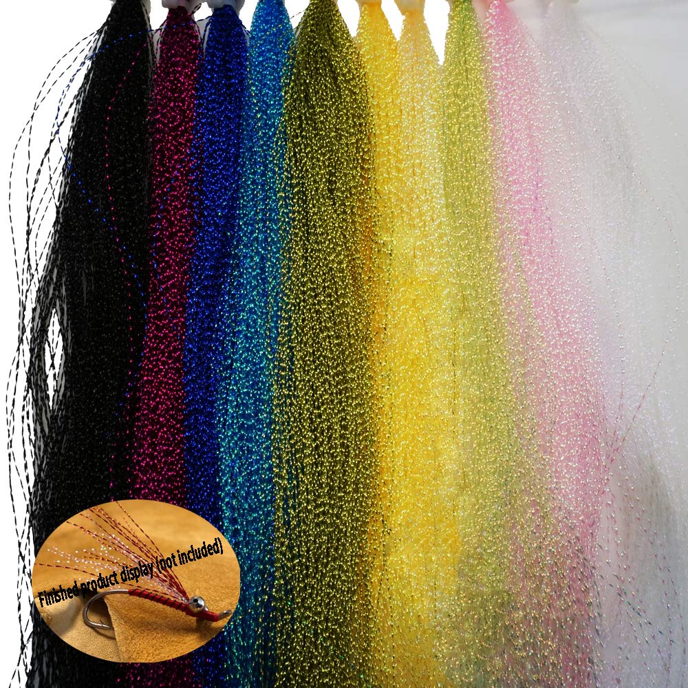 GREATFISHING 230 Strands 10 Best Color/Set Sparkle Crystal Flash Flashabou  Tinsels Fly Fishing Line Hook