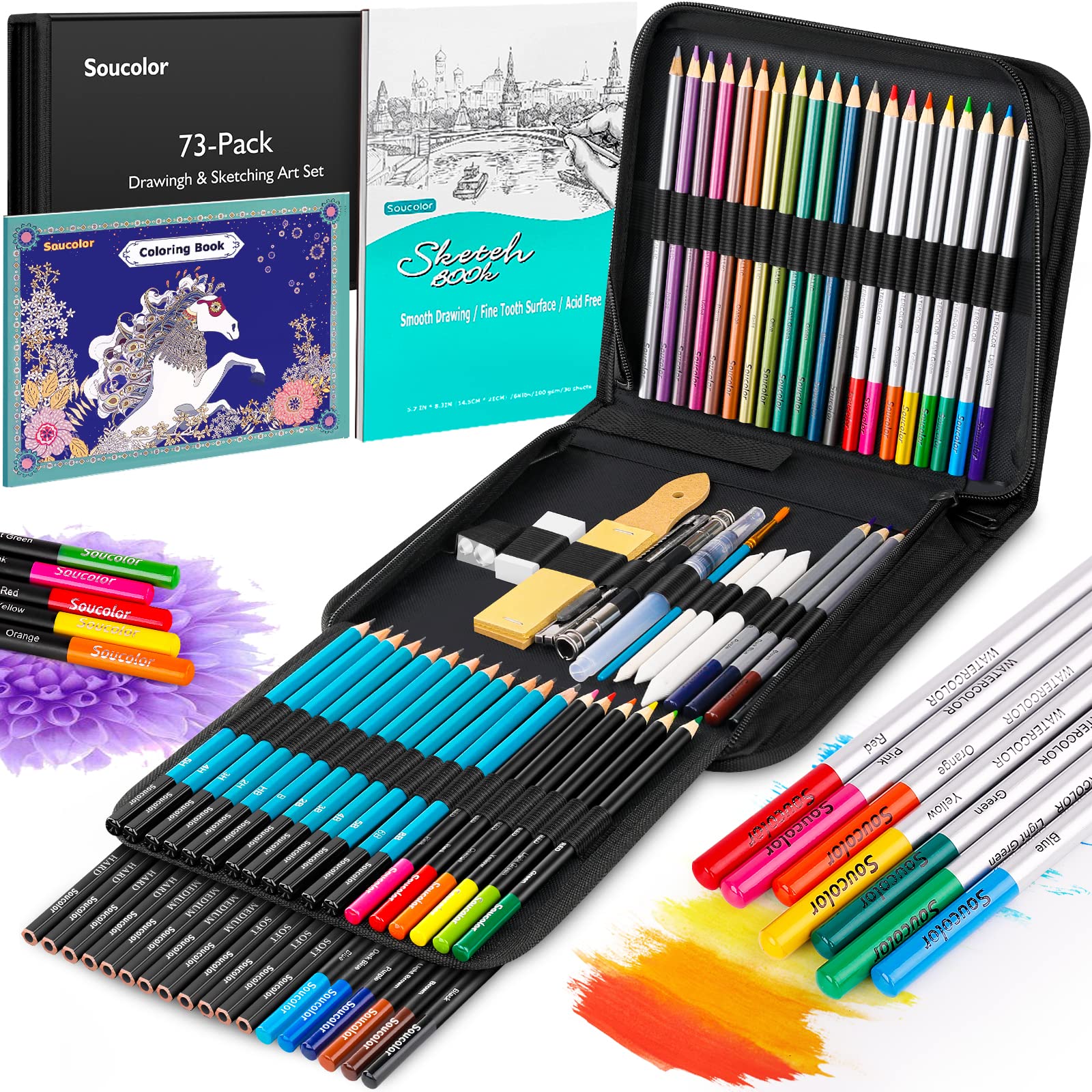 Soucolor 73 Art Supplies for Adults Teens Kids Beginners Art Kit