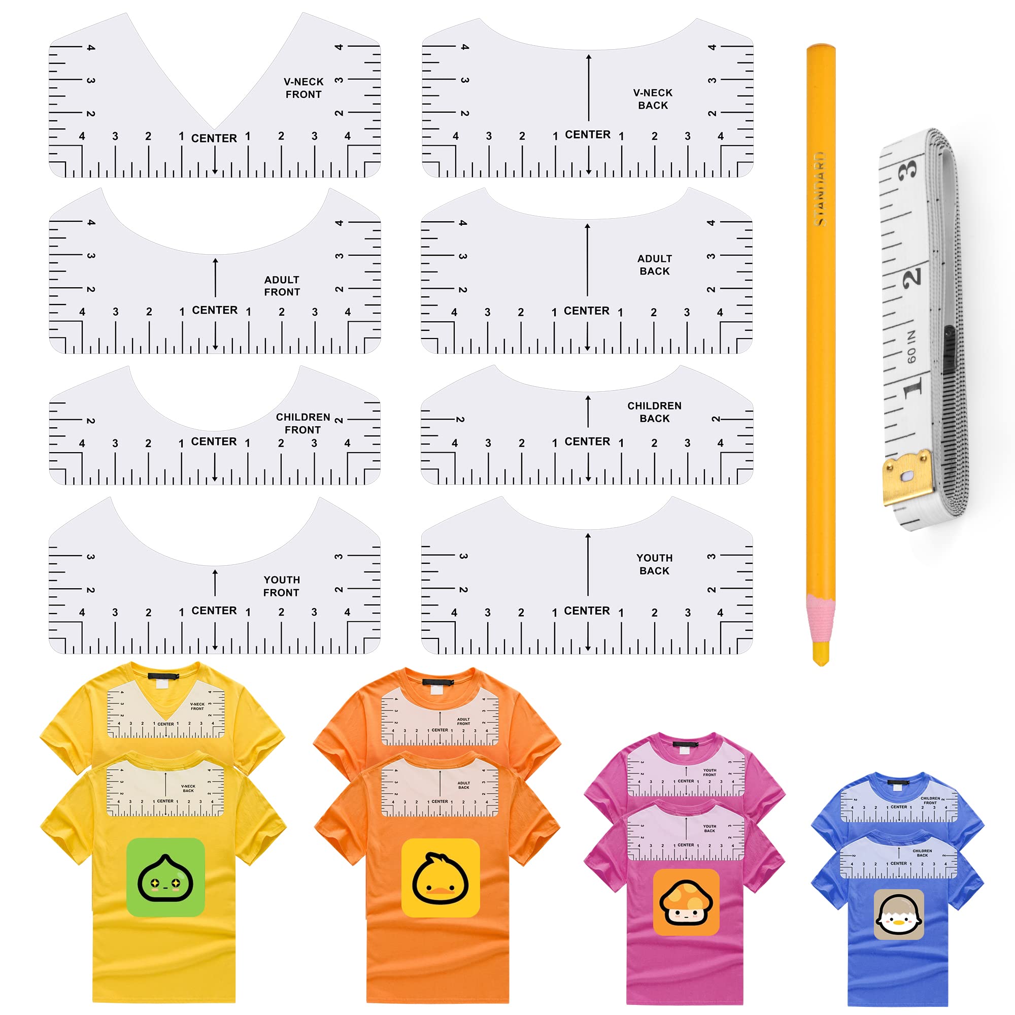 12Pcs Tshirt-Ruler Guide for Vinyl Alignment, for Oman