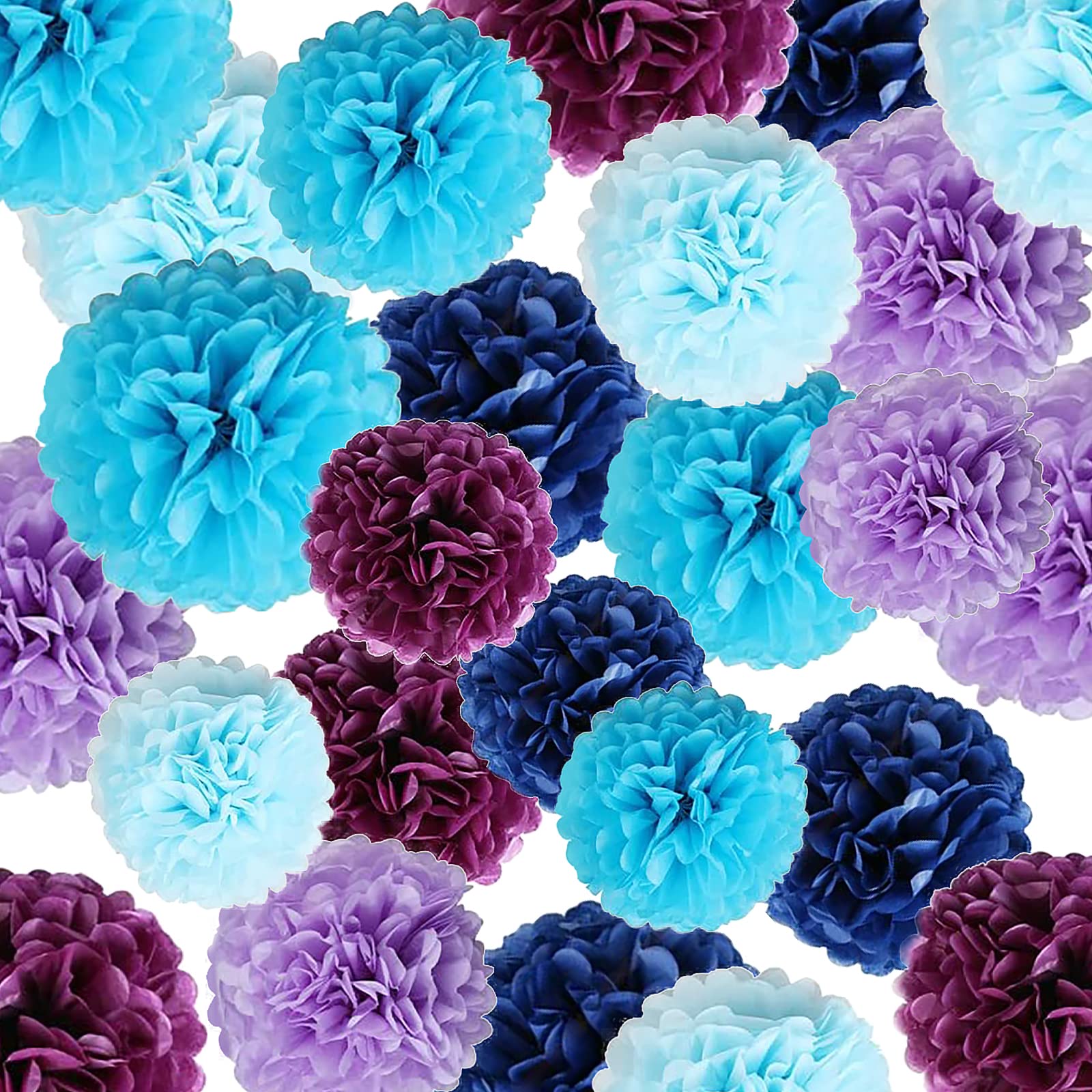 8 Baby Blue Tissue Pom Poms