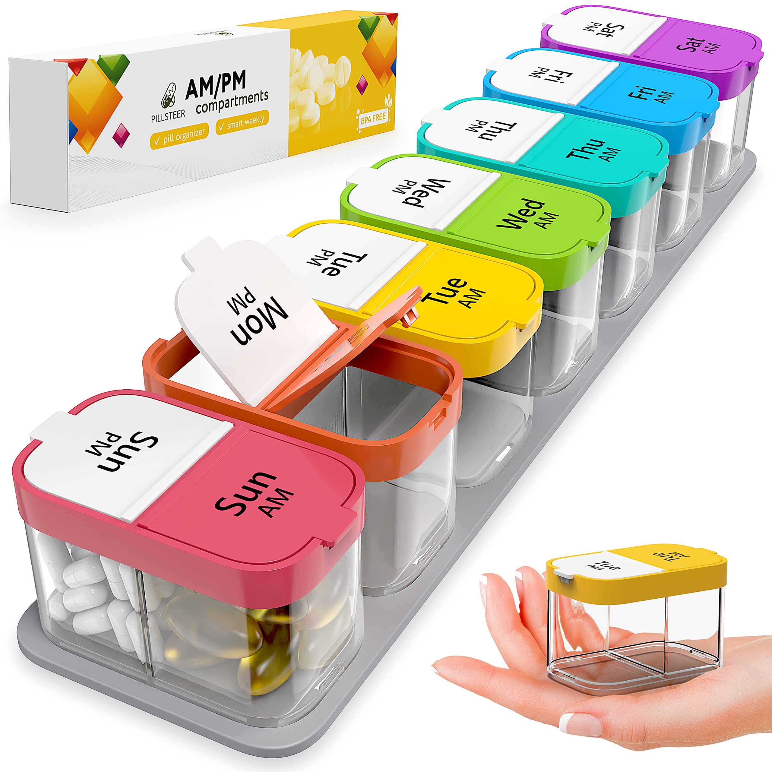 Weekly Pill Box 7 Day 28 Compartment Tablet Organiser Medicine Storage  Dispenser