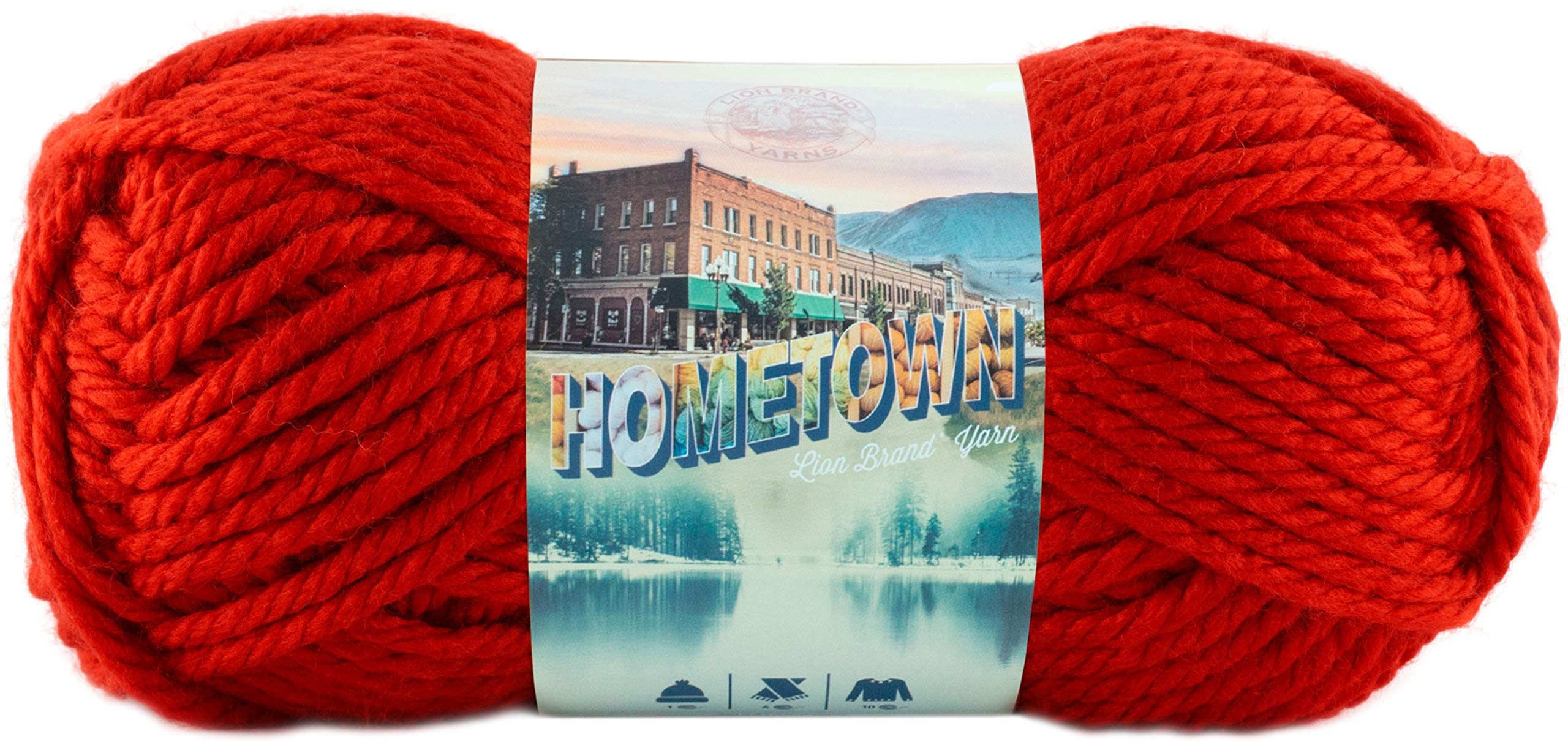 Lion Brand Yarn Hometown Yarn Bulky Yarn Yarn for Knitting and Crocheting  1-Pack Cincinnati Red
