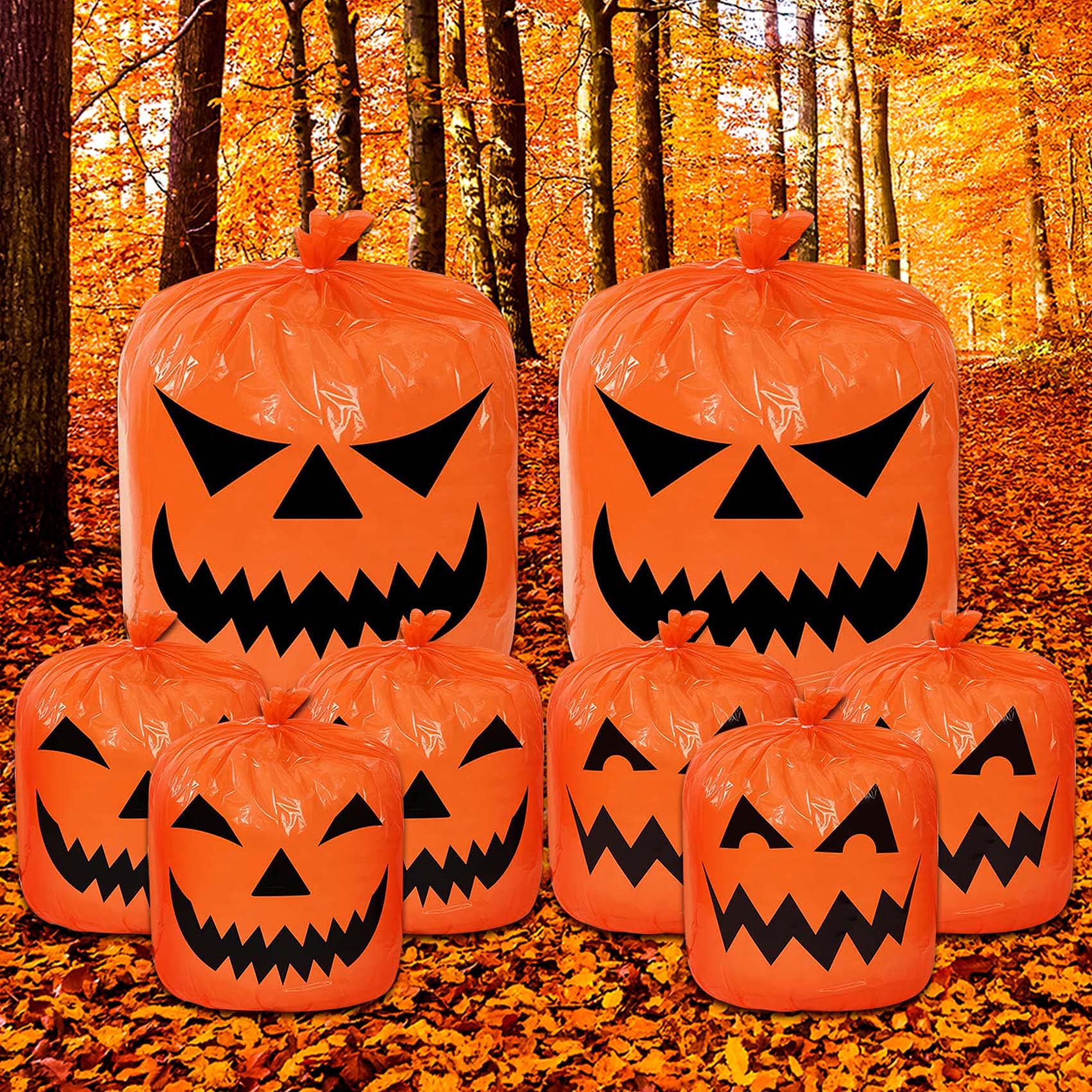 N/C 8PCS Pumpkin Leaf Bags Halloween Leaf Bags Pumpkin Trash Bags Halloween Lawn Bags Pumpkin