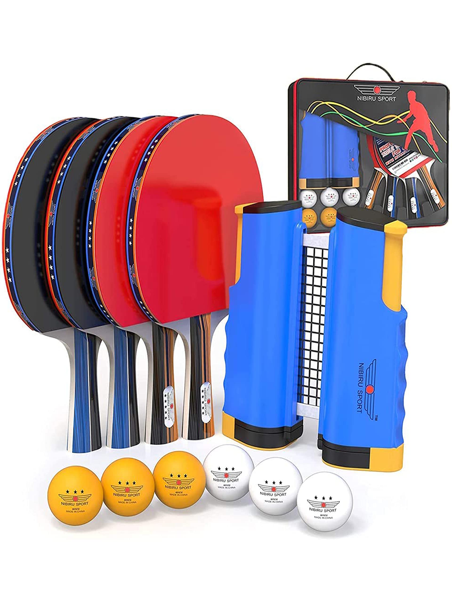 Forkludret Enhed jeg lytter til musik NIBIRU SPORT Ping Pong Paddles Set - Professional Table Tennis Rackets and  Balls, Retractable Net with Posts and Storage Case - Pingpong Paddle and  Game Table Accessories 4 Player Complete Set
