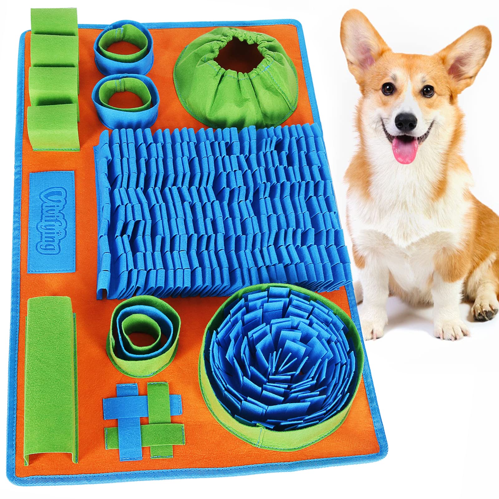 Vivifying Snuffle Mat for Dogs, Interactive Feeding Game for Boredom and  Mental Stimulation, Sniff Mat Encourages Natural Foraging Skills and Slow  Eating Blue+Orange+Green