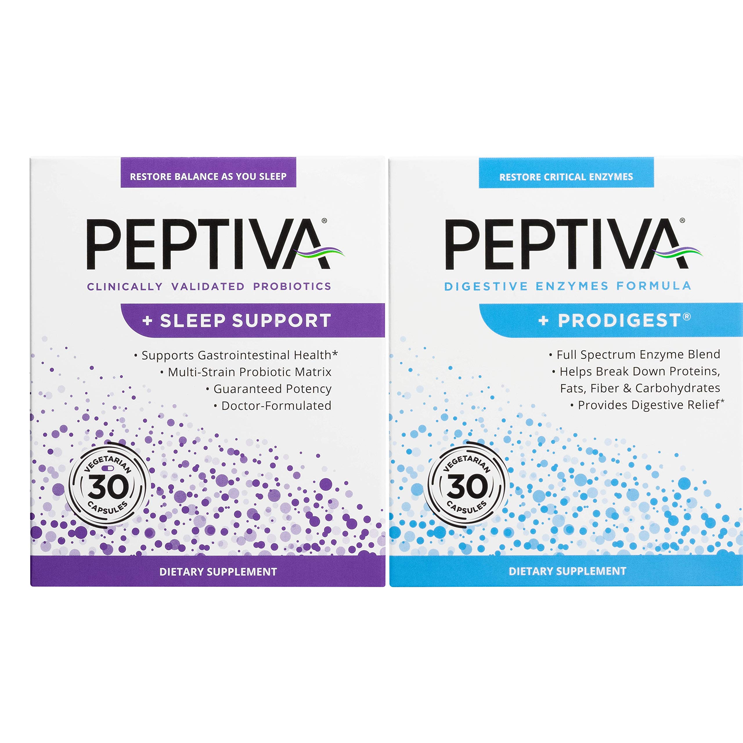 Peptiva Clinically Validated Probiotics + Sleep Support 30 Vegetarian  Capsules