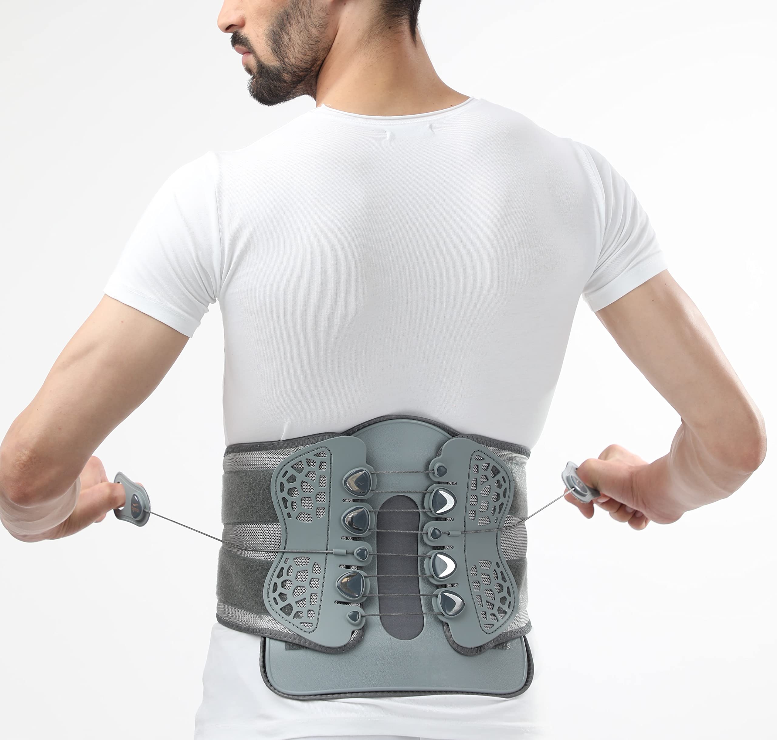 BraceAbility Adjustable Lumbar Decompression Back Brace - Semi-Rigid Support Belt For Disc Injury, Surgery Recovery (Large 40-45")