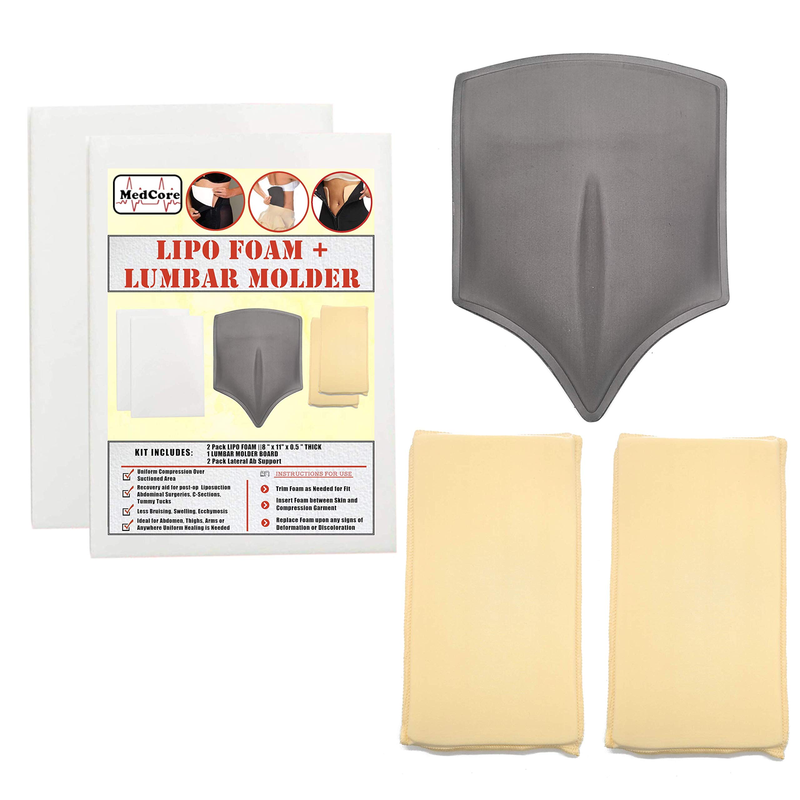 Medcore Lipo Foam Post Surgery Kit : 2 Lip foam boards 1 Lumbar Molder Back  Compression Board 2 Ab boards Liposuction C-Section tummy tucks Brazilian  Butt Lifts