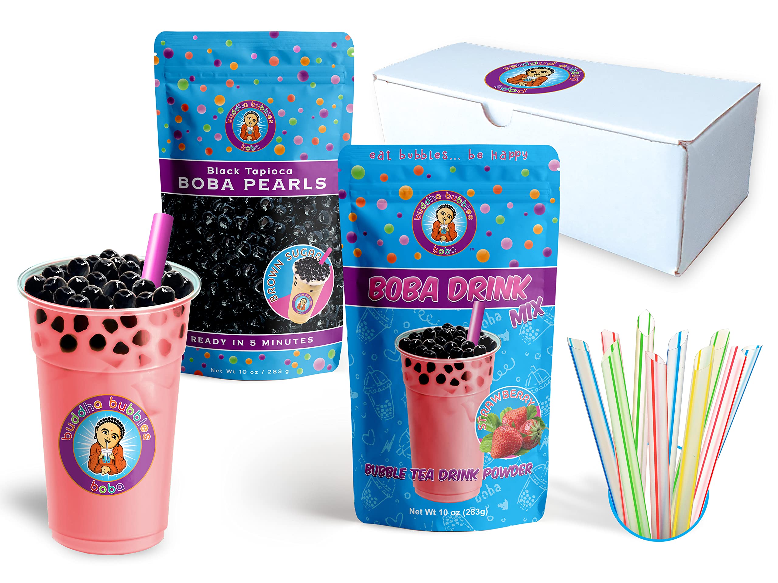Bubble Tea Kit Set - Gift Set (Tapioca Pearl, Popping Boba, Straw）Bubble Tea