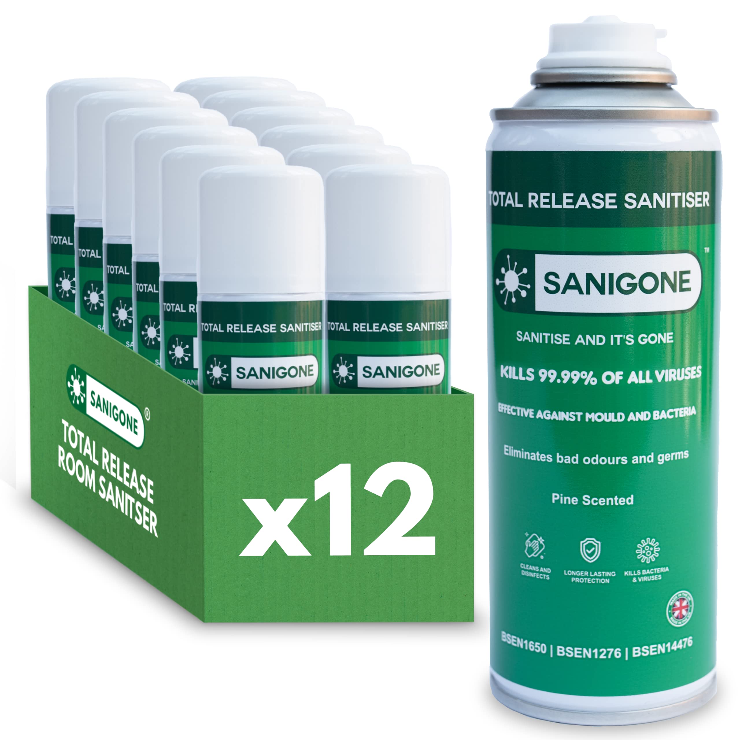 Sanigone TOTAL RELEASE Room Fogger Disinfectant Sanitising 200ml Spray Can Eliminate 99.99