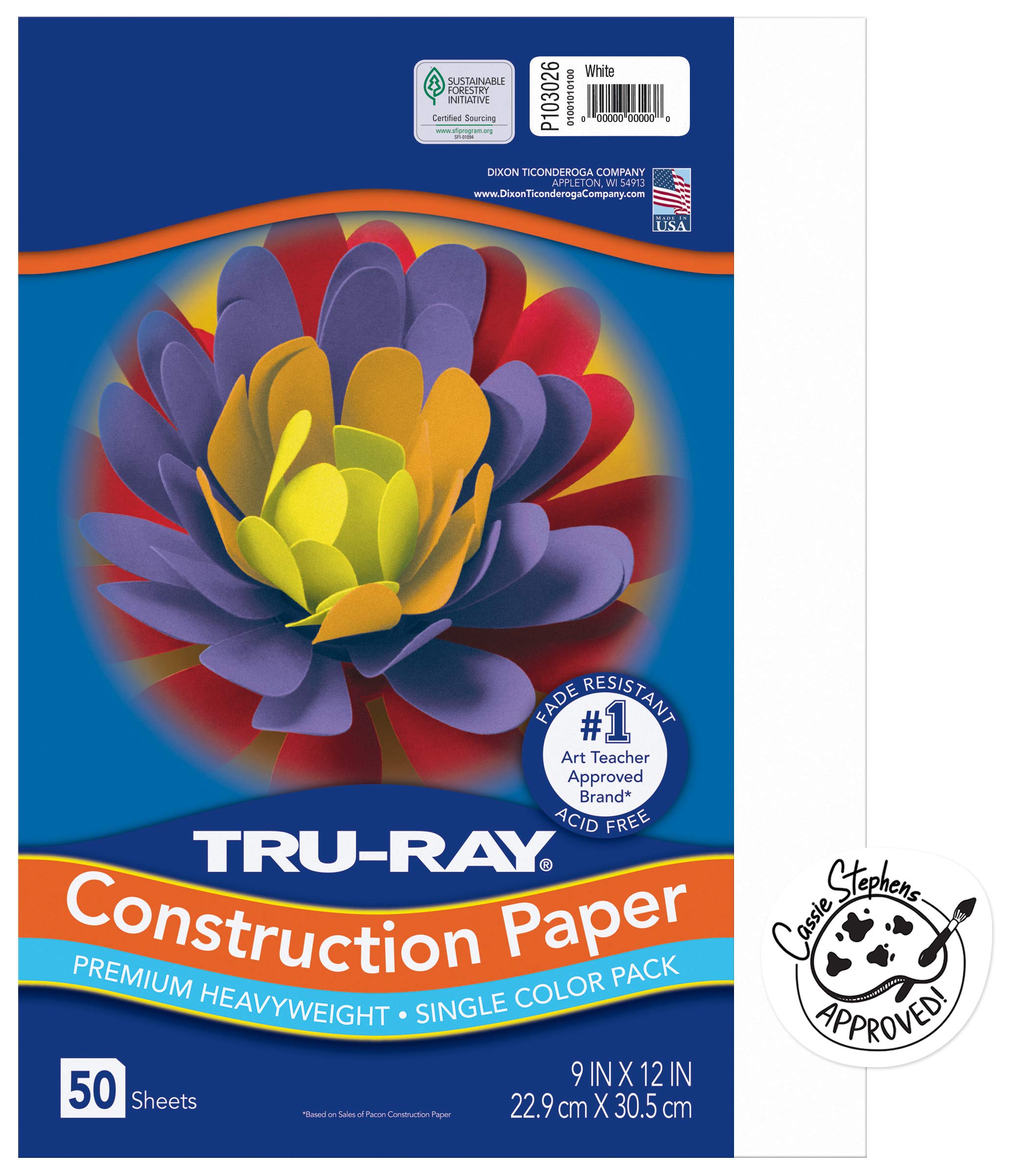 Tru-Ray Heavyweight Construction Paper White 12 x 18 50 Sheets White WHITE  Construction Paper