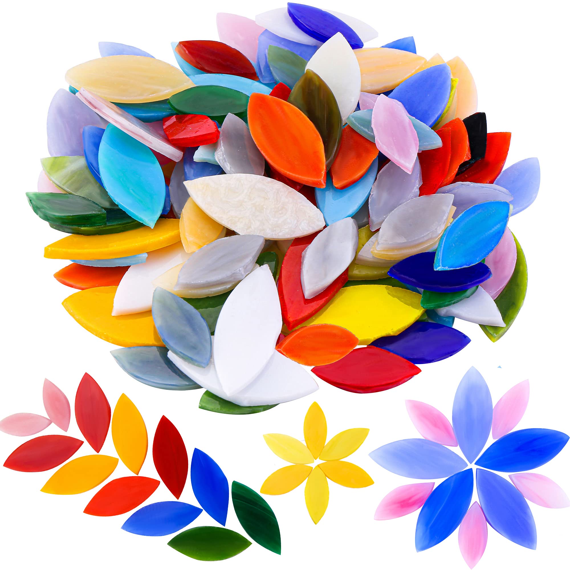 Mornajina 100 Pieces Petal Mosaic Tiles Mixed Color Mosaic Glass Pieces  Hand-Cut Stained Glass Flower Leaves Tiles for Crafts Colorful Stained  Glass Pieces Mosaic Projects 100pcs