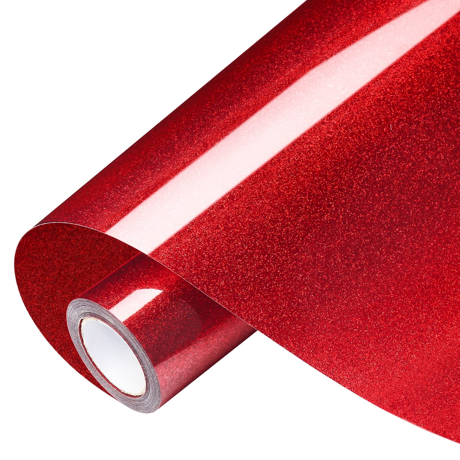 VinylRus Glitter Heat Transfer Vinyl Rolls-10 x 8ft Red Iron on Vinyl for  Shirts Glitter HTV Vinyl for All Cutter Machine