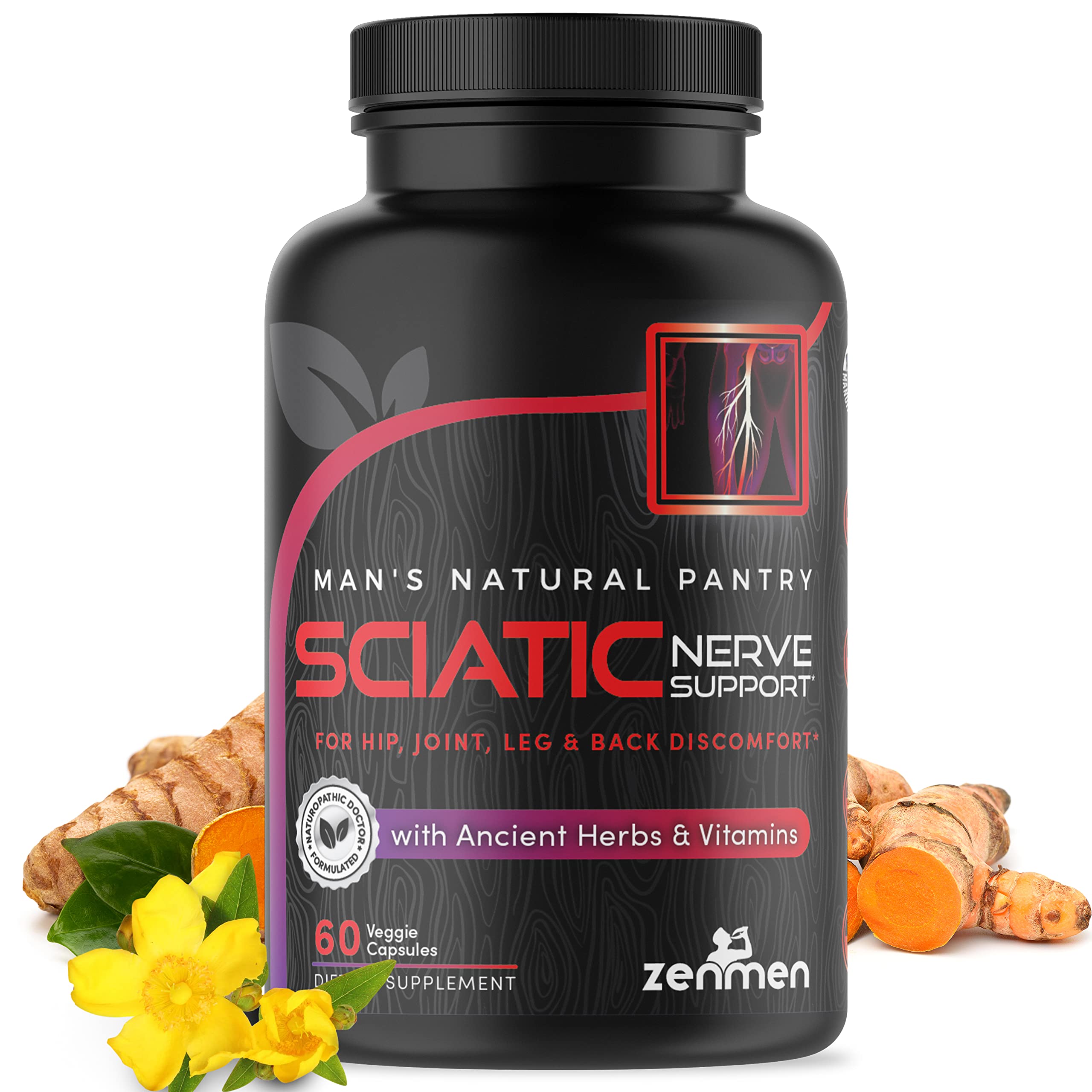 Sciatic Pain Relief - Sciatica Nerve Pain Relief - Sciatica Nerve Inflammation Reducer - 100% Herbal and Natural Supplement