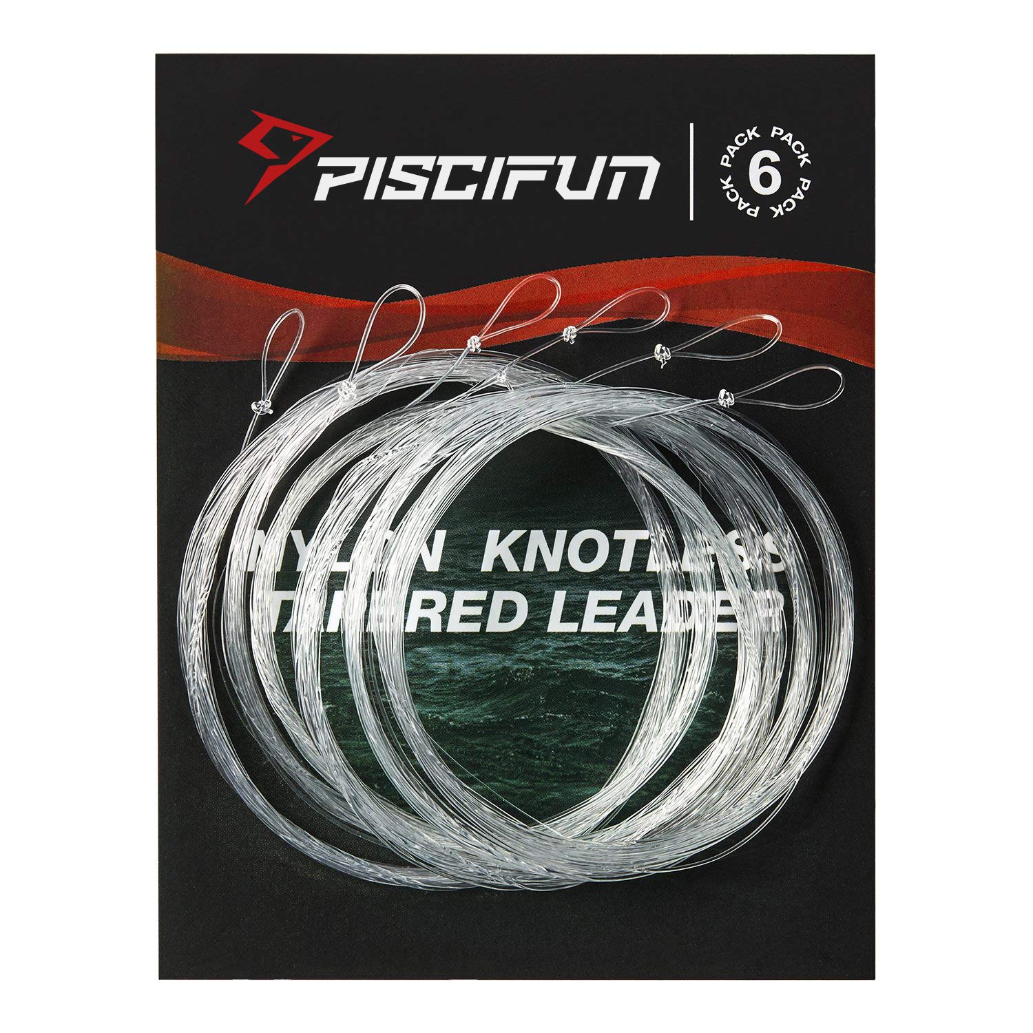 Piscifun Fly Fishing Tapered Leader with Loop-9ft 7.5ft 12ft(6 Pack) 0X 1X  2X
