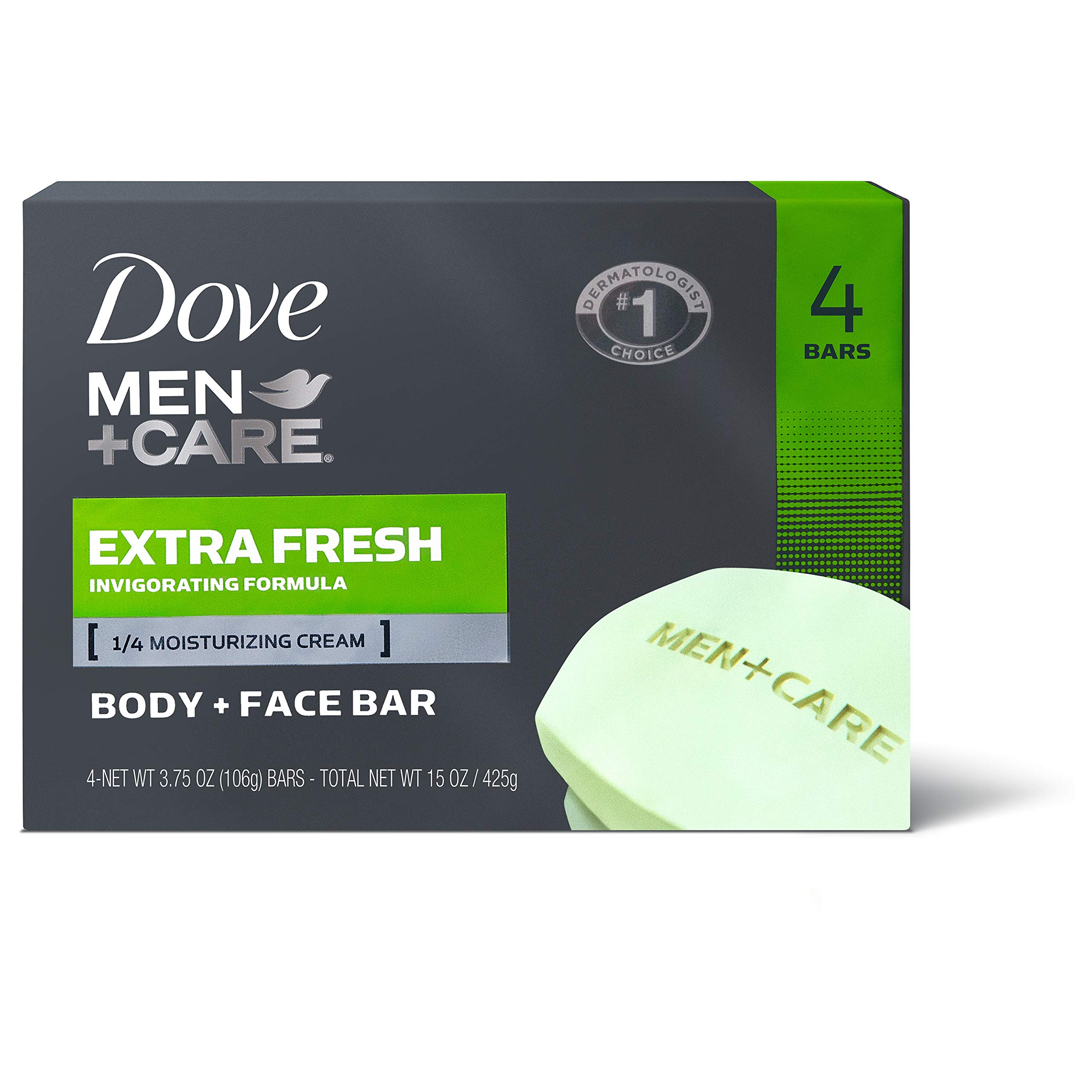 Dove Men+Care Body and Face Bar to Clean and Hydrate Skin Extra Fresh Body  and Facial Cleanser More Moisturizing Than Bar Soap 3.75 oz 4 Bars