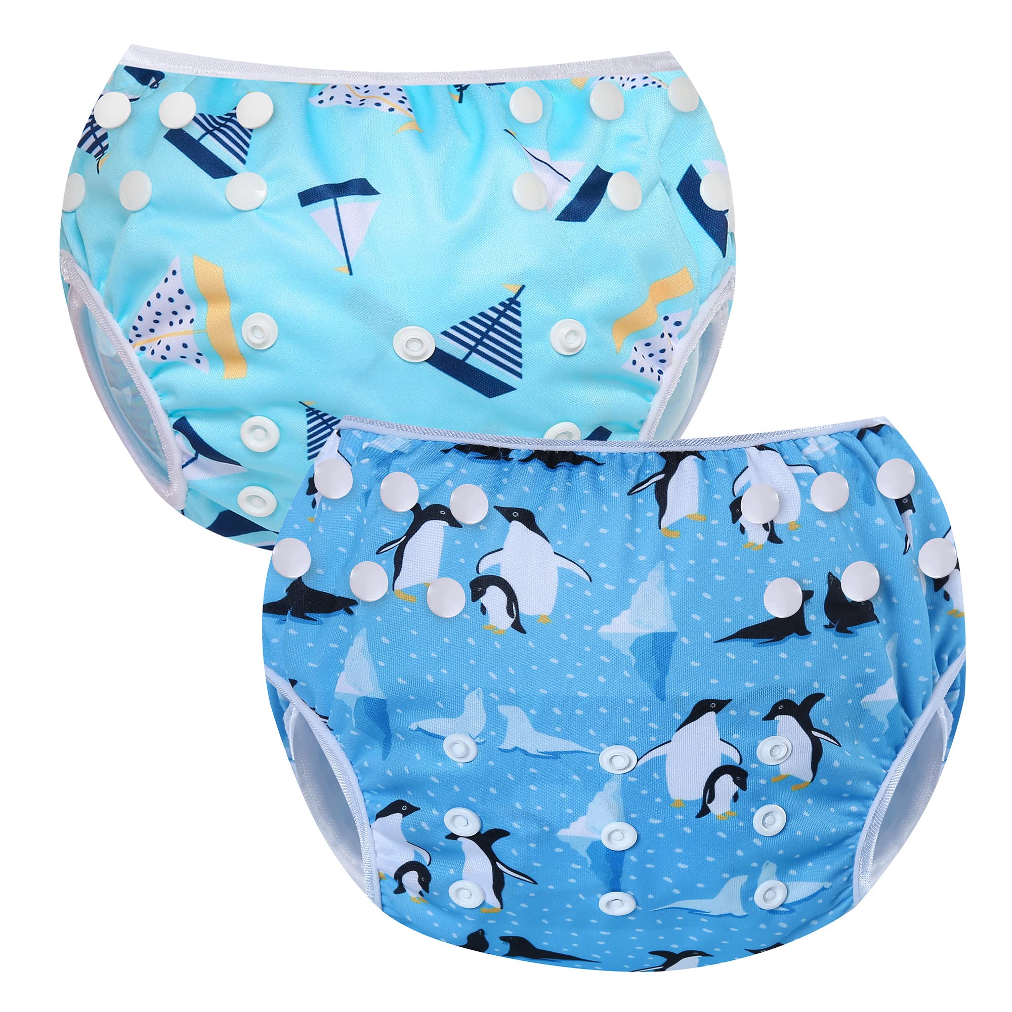 Toddler Swim Diaper Size 5 And 6 Adjustable - Pink Palm Trees
