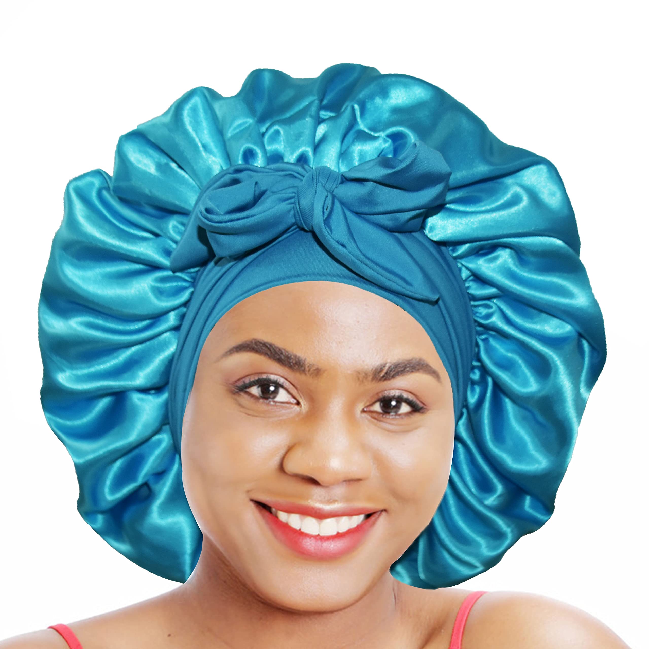 Aliexpress Jumbo Satin Bonnet with Head Tie Band Bonnet Edge Wrap for Women Curly Braid Hair Silk Night